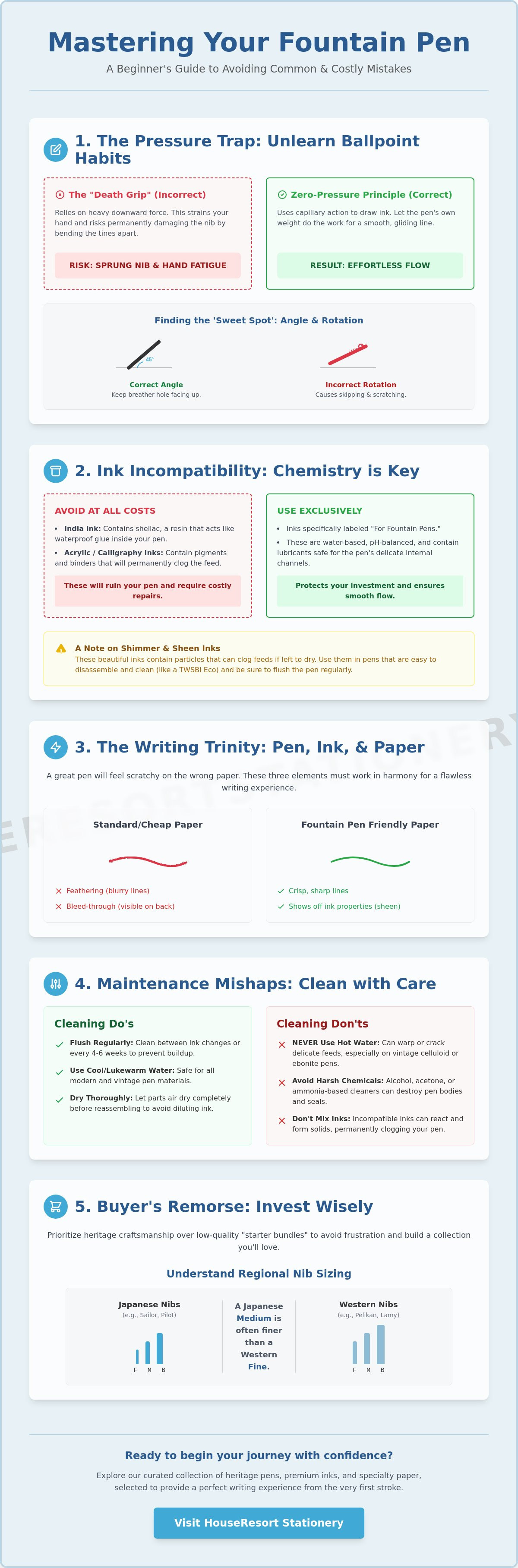 Common fountain pen mistakes for new users