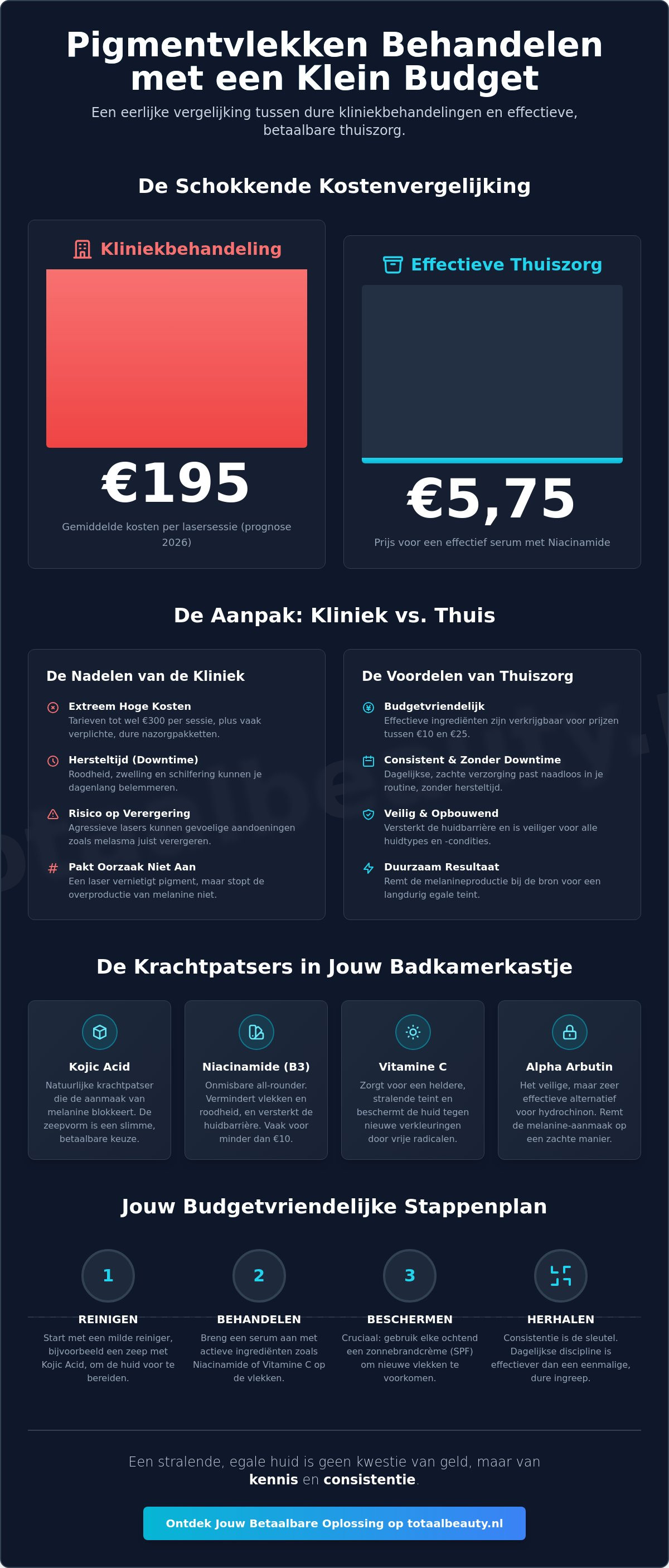 Pigmentvlekken behandelen met een klein budget