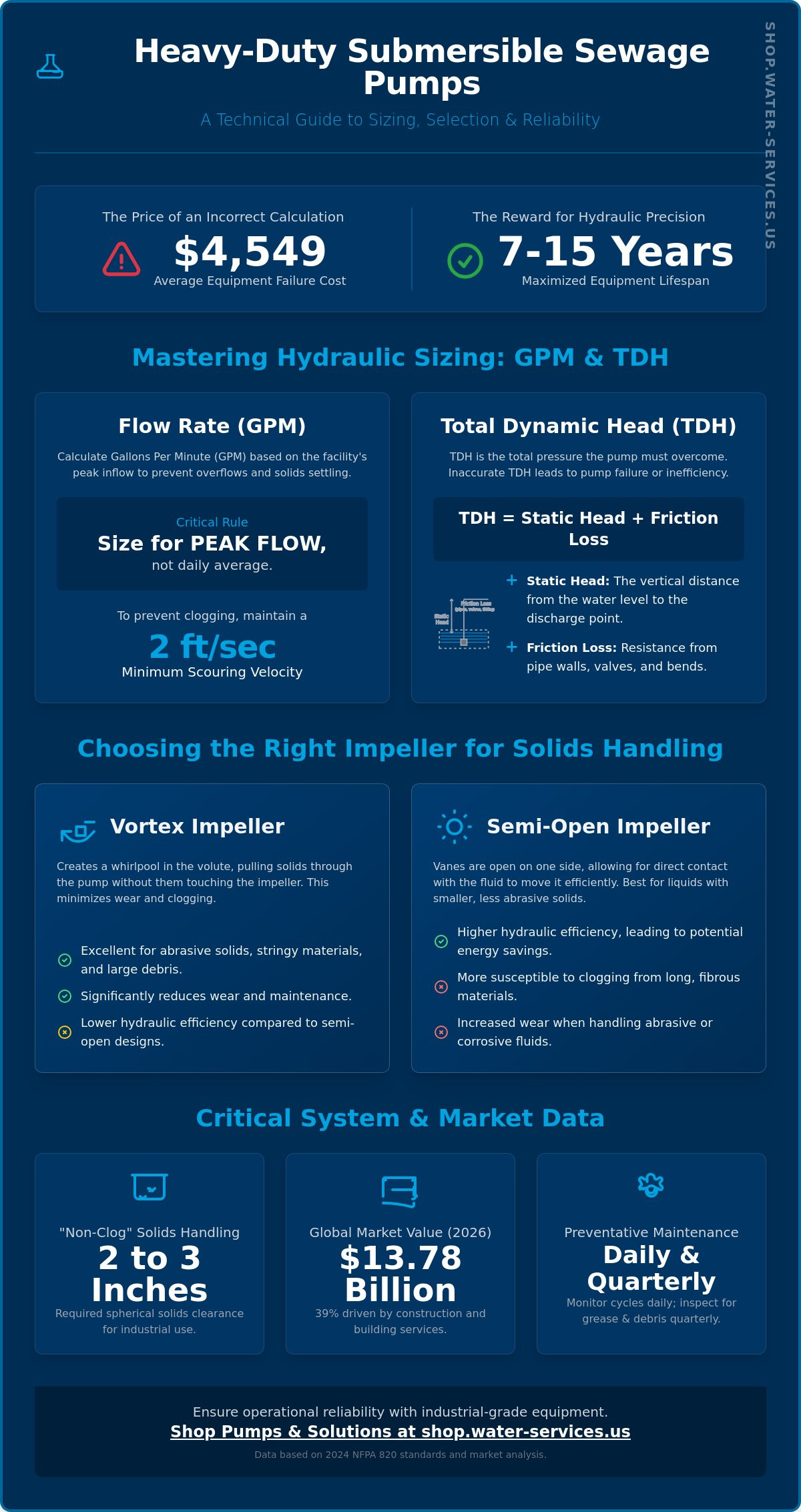 Submersible sewage pumps