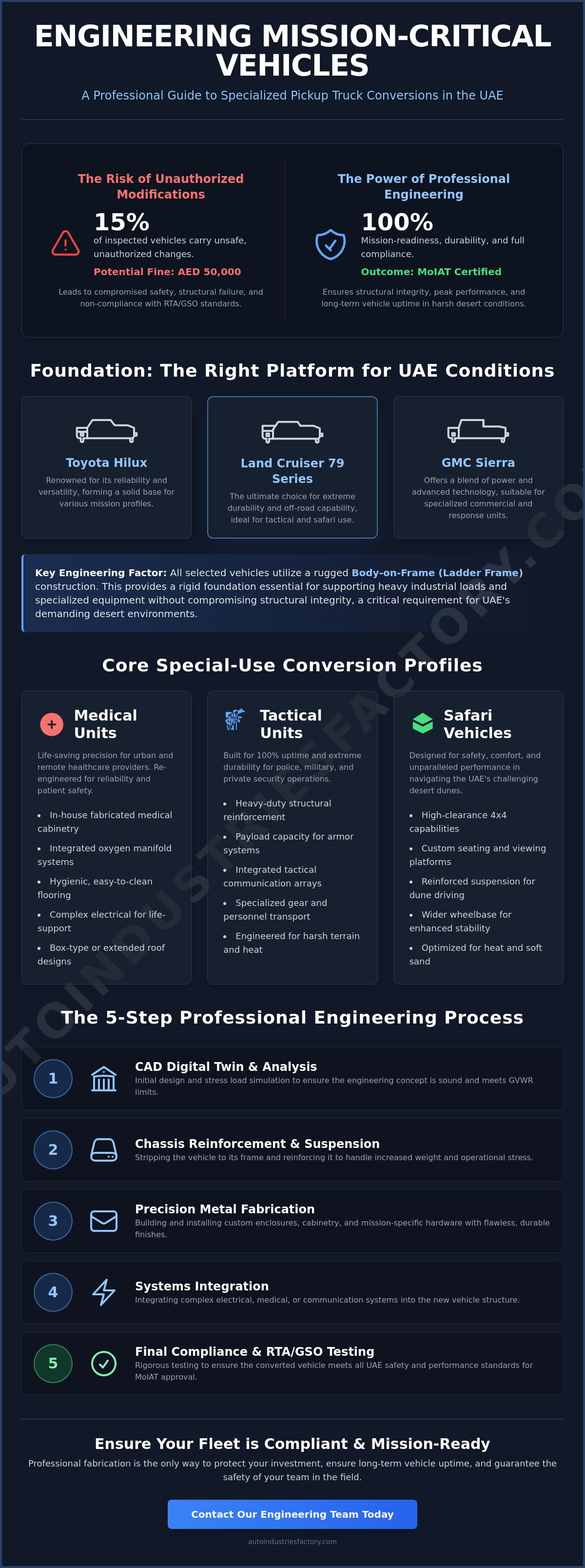 Converting a pickup truck for special use