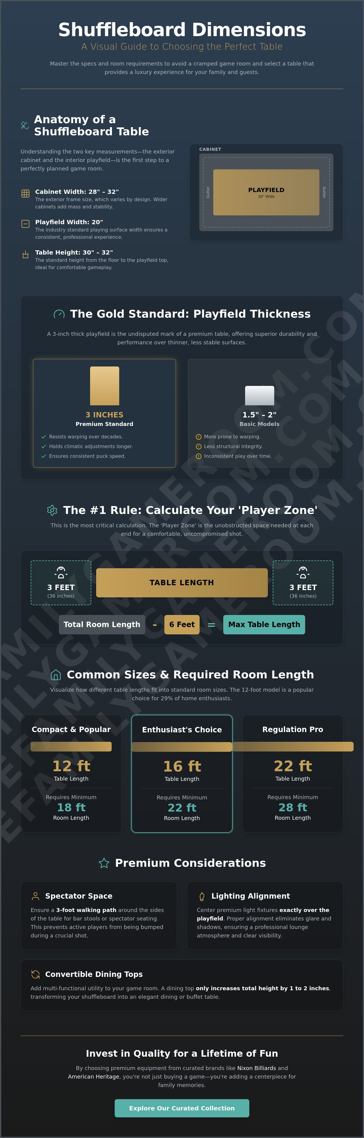 Shuffleboard table dimensions