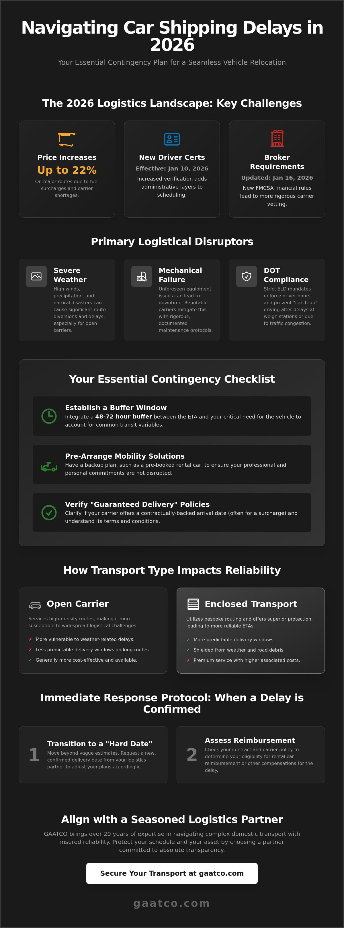Contingency plan for a delayed car shipment