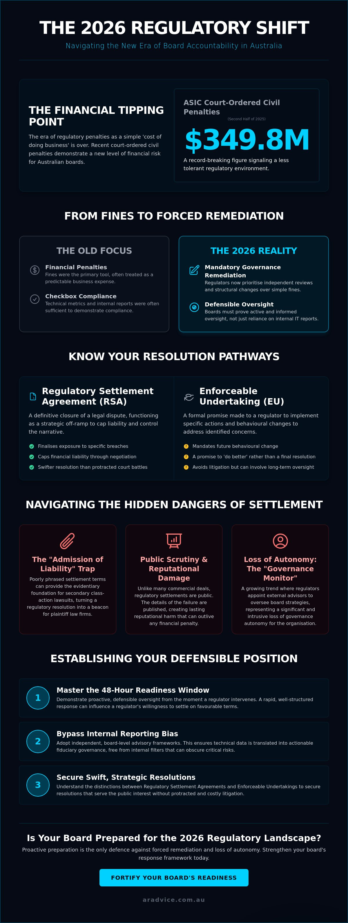 Regulatory enforcement action board response Australia