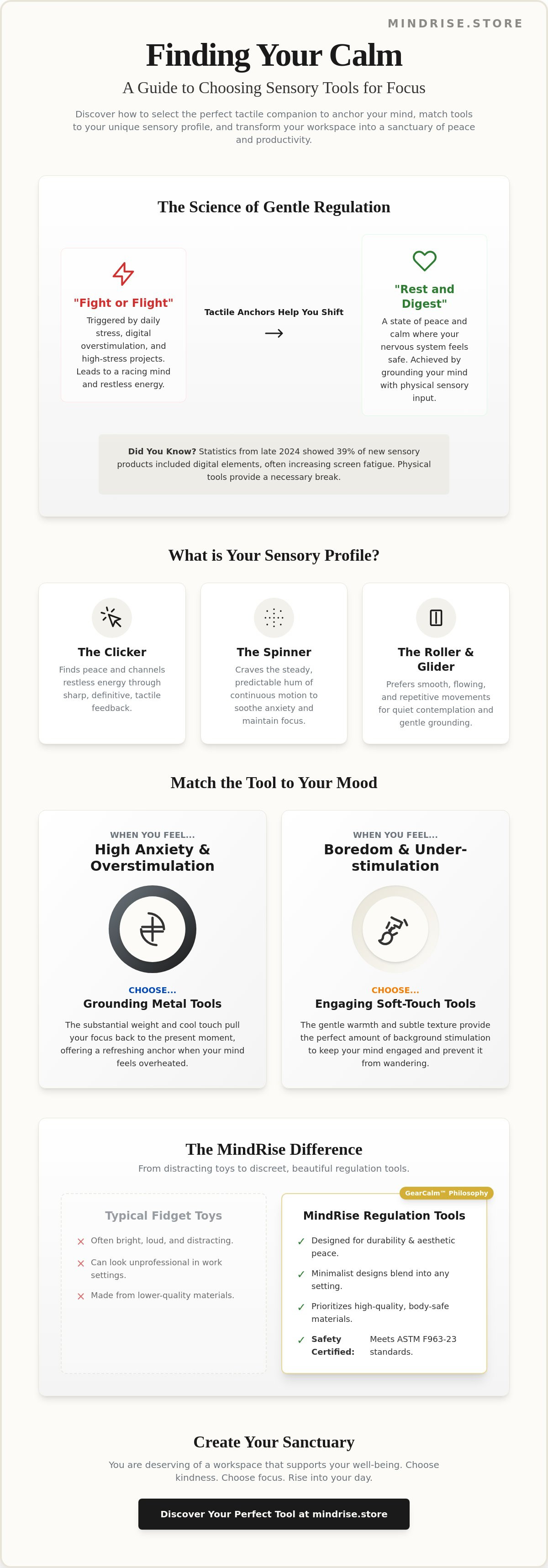 Sensory tools for focus and calm