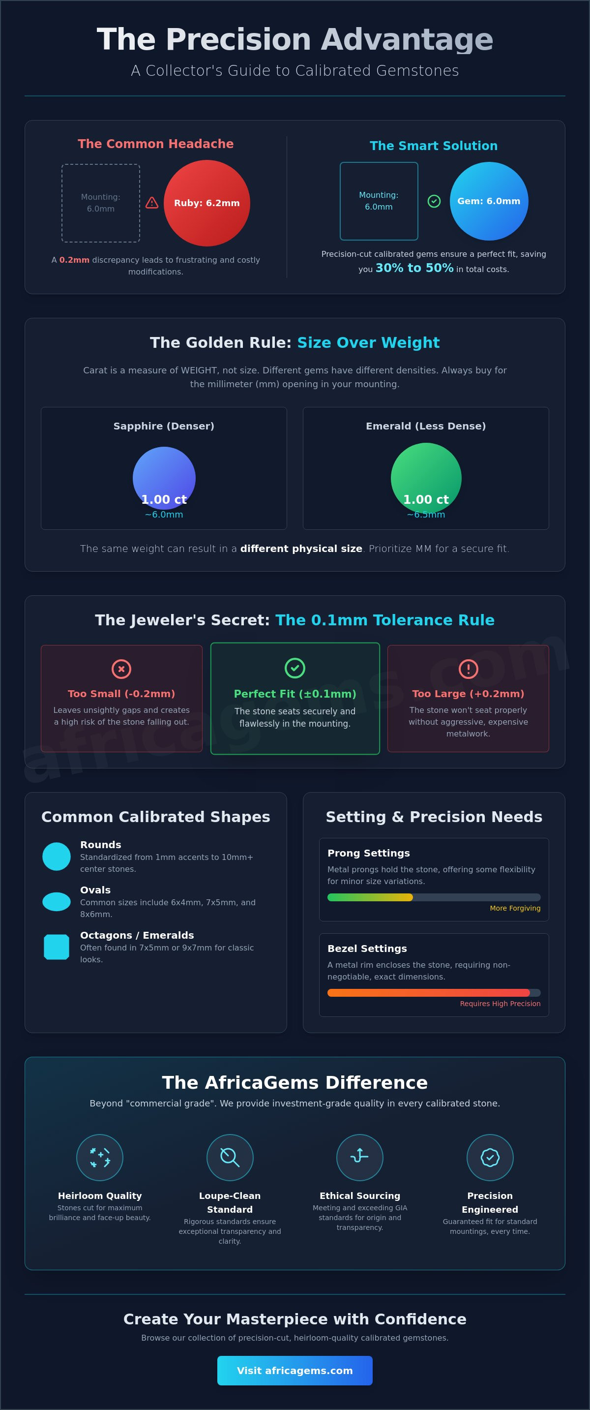 Calibrated gemstones for jewelry settings