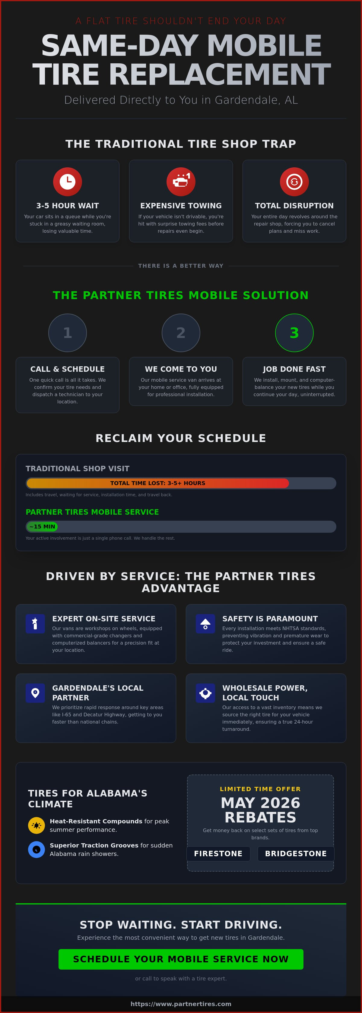 Same day tire replacement Gardendale