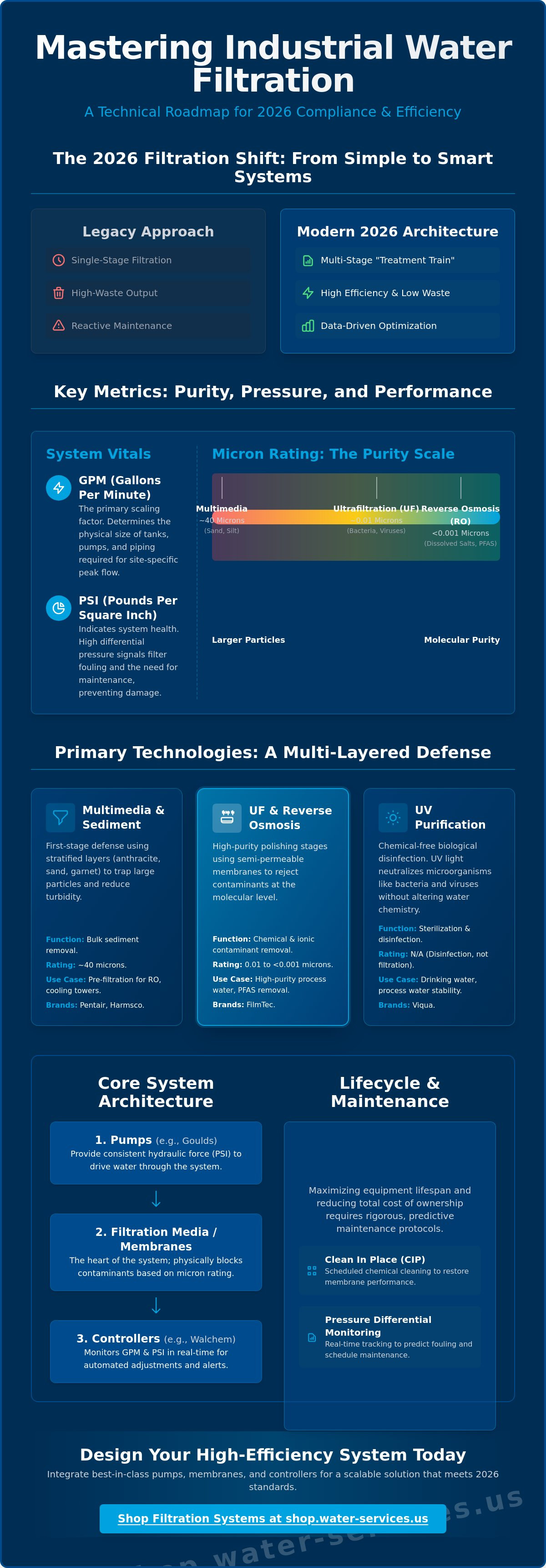 Industrial water filtration systems