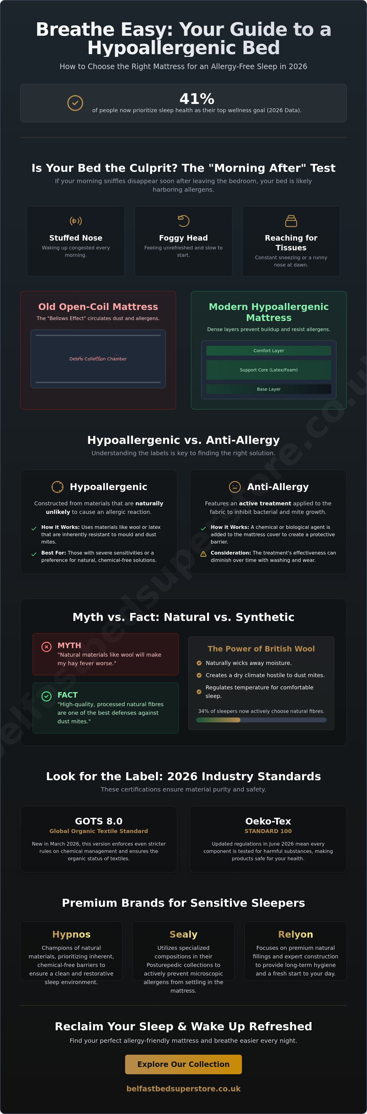 Hypoallergenic mattress for allergy sufferers