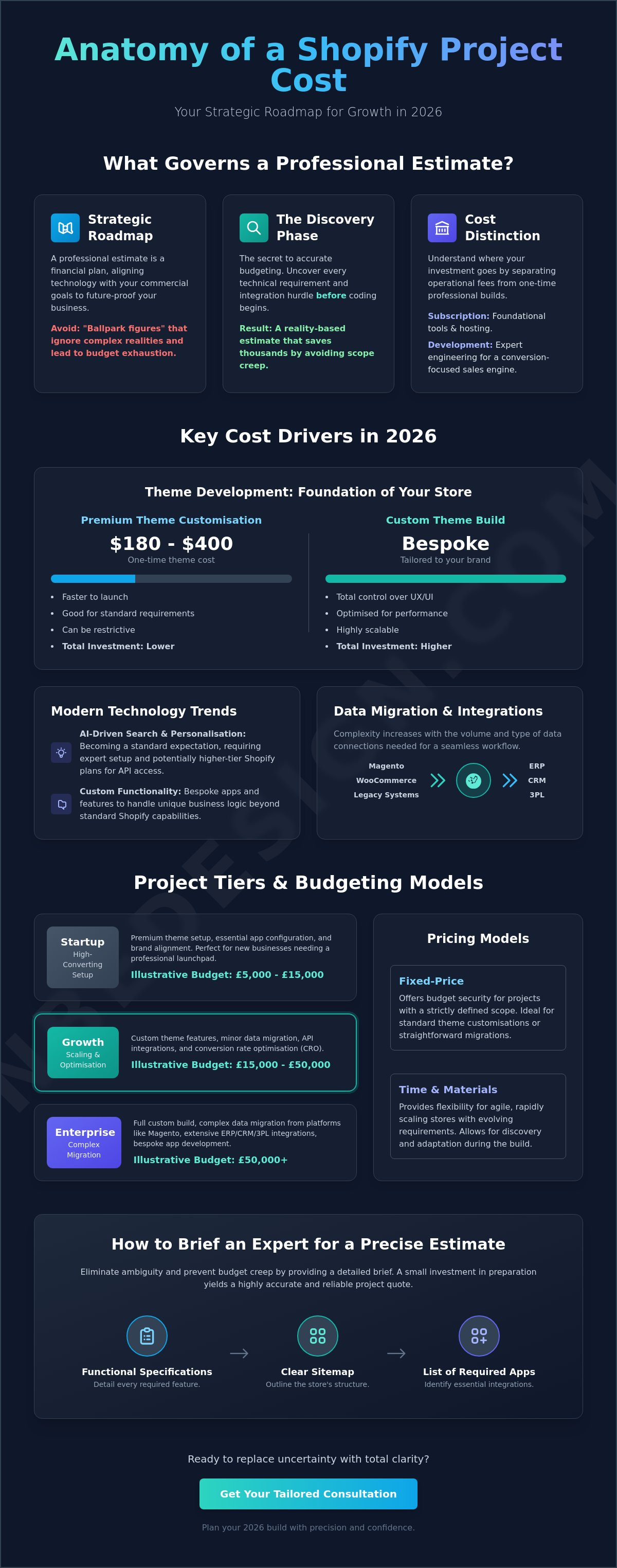Shopify project cost estimate