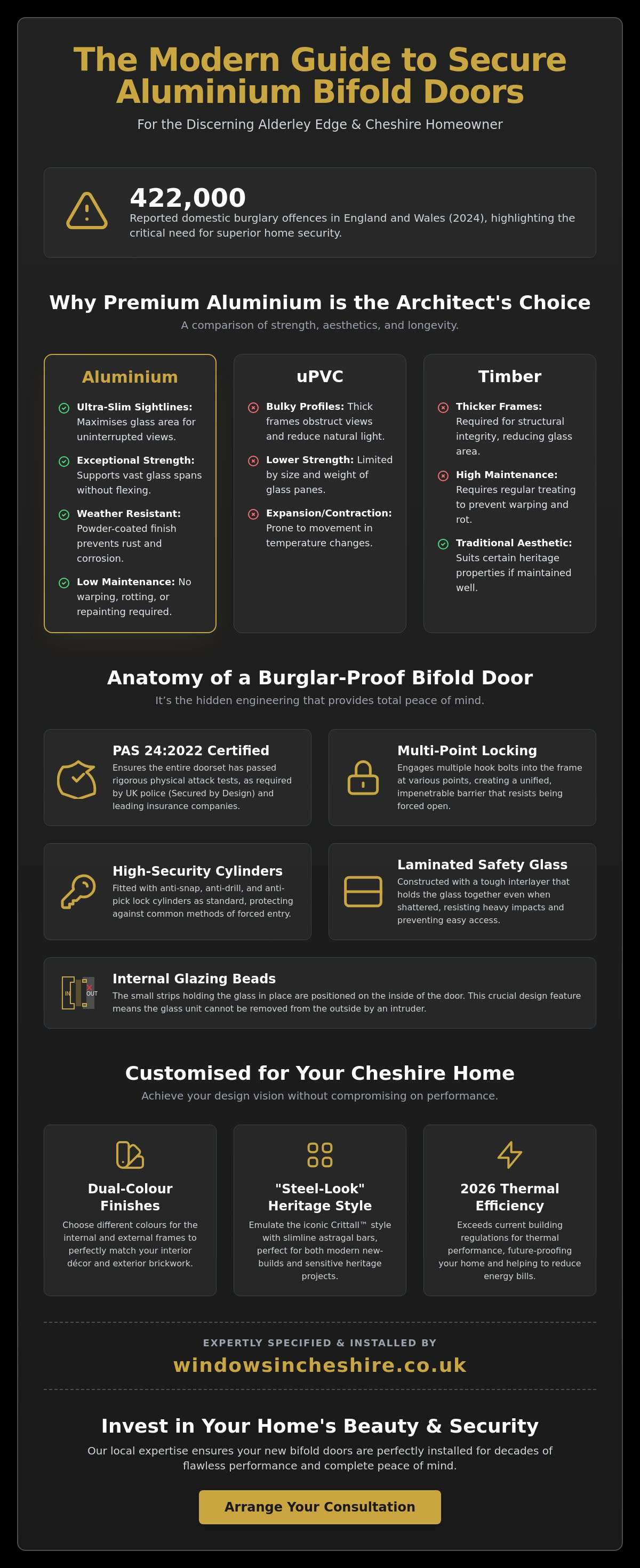 Secure aluminium bifold doors Alderley Edge