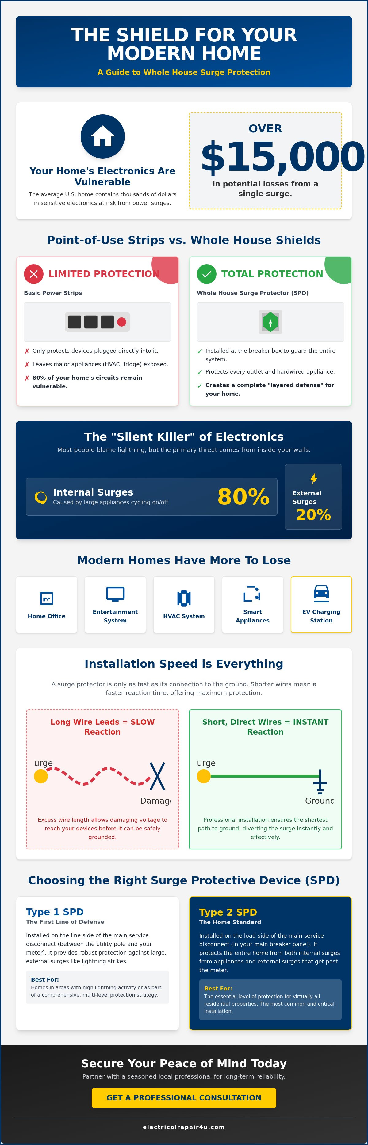 Whole house surge protector installation