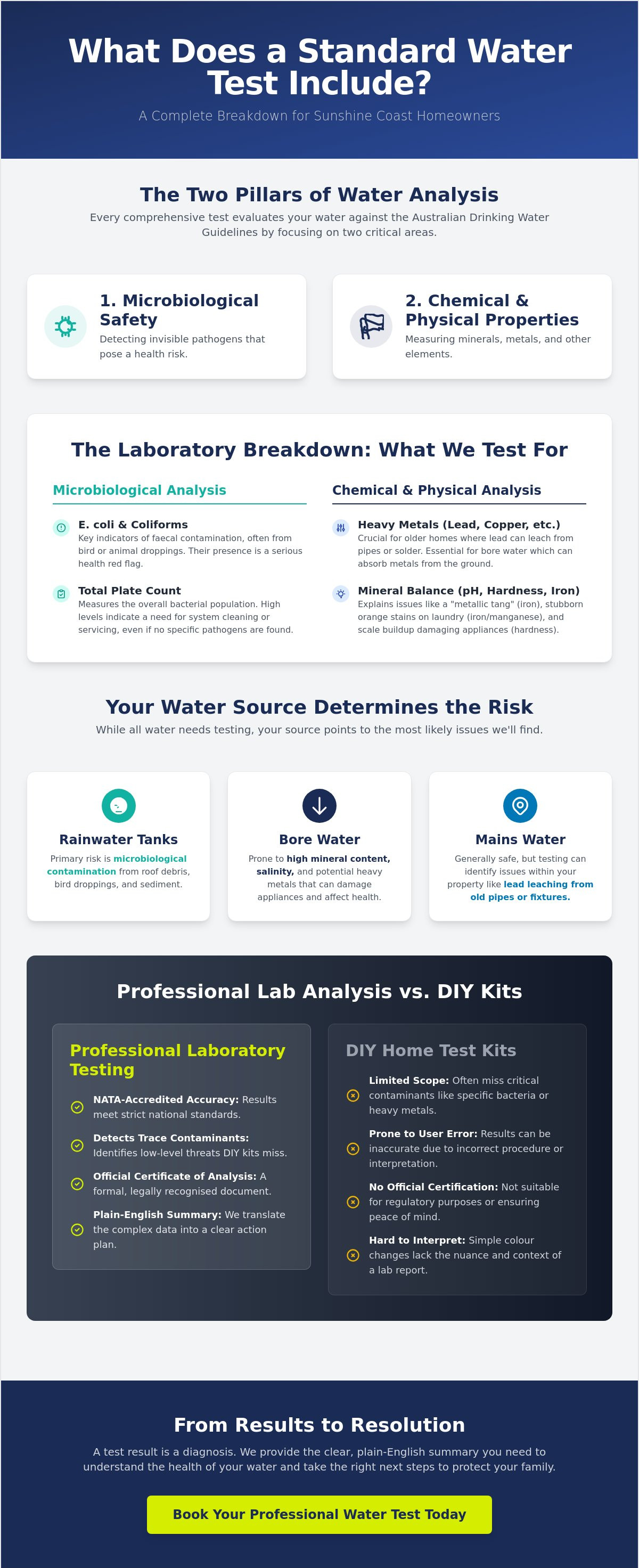 What does a standard water test include