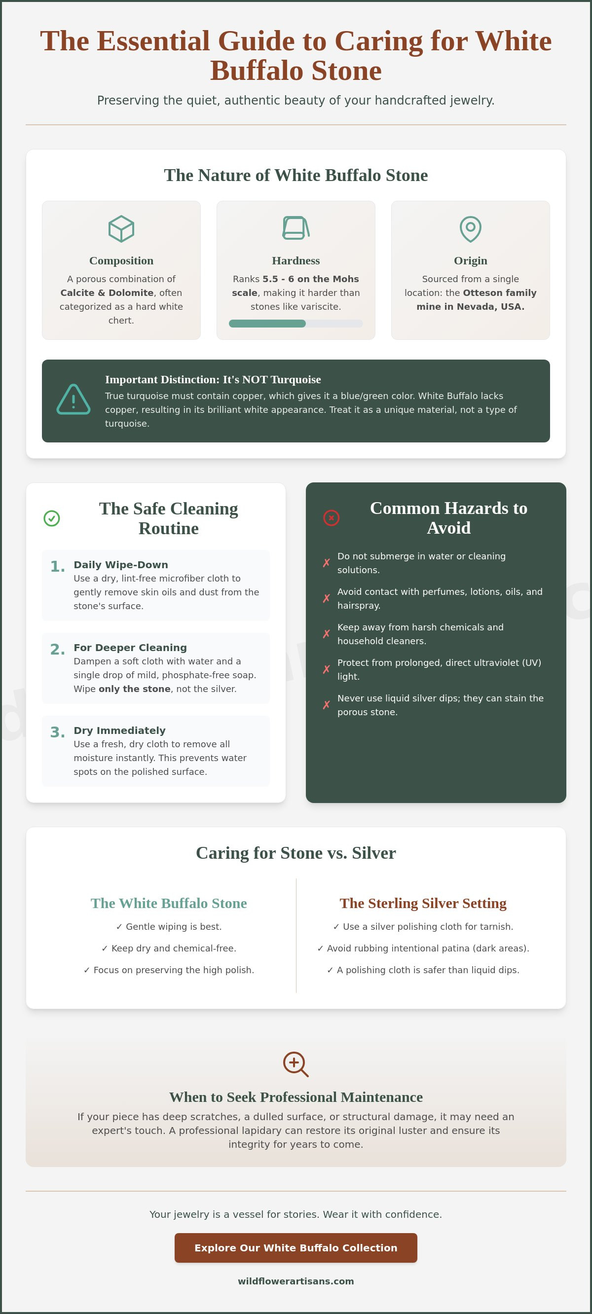How to care for White Buffalo stone