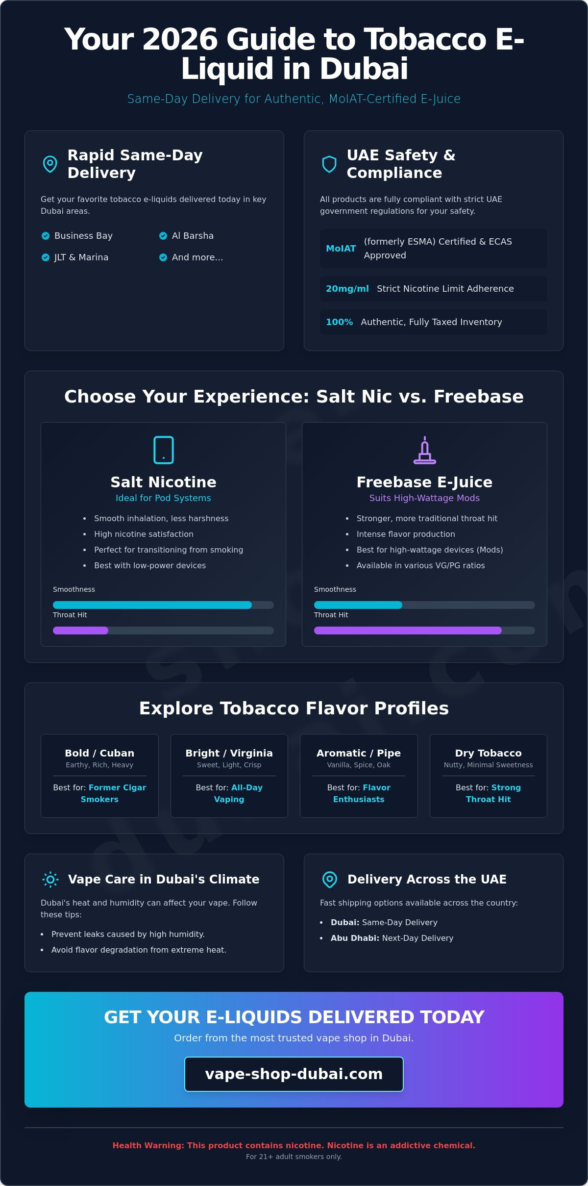 Tobacco flavor e-liquid delivery Dubai
