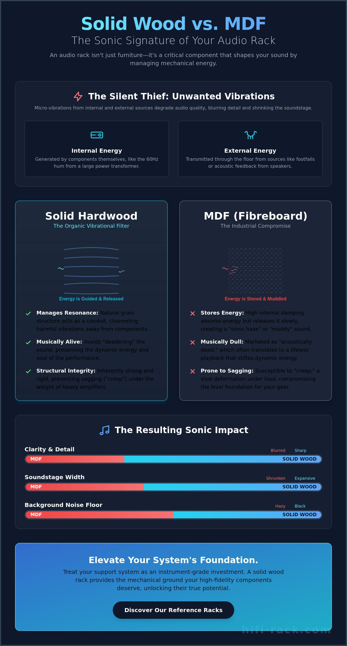 Solid wood vs mdf audio rack sound quality