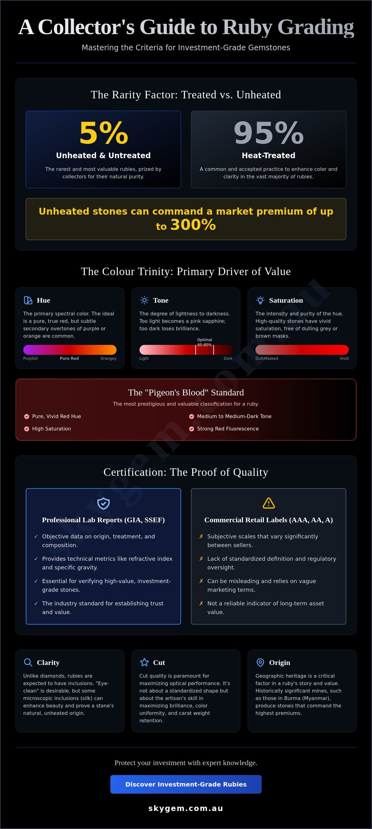 How are rubies graded for quality