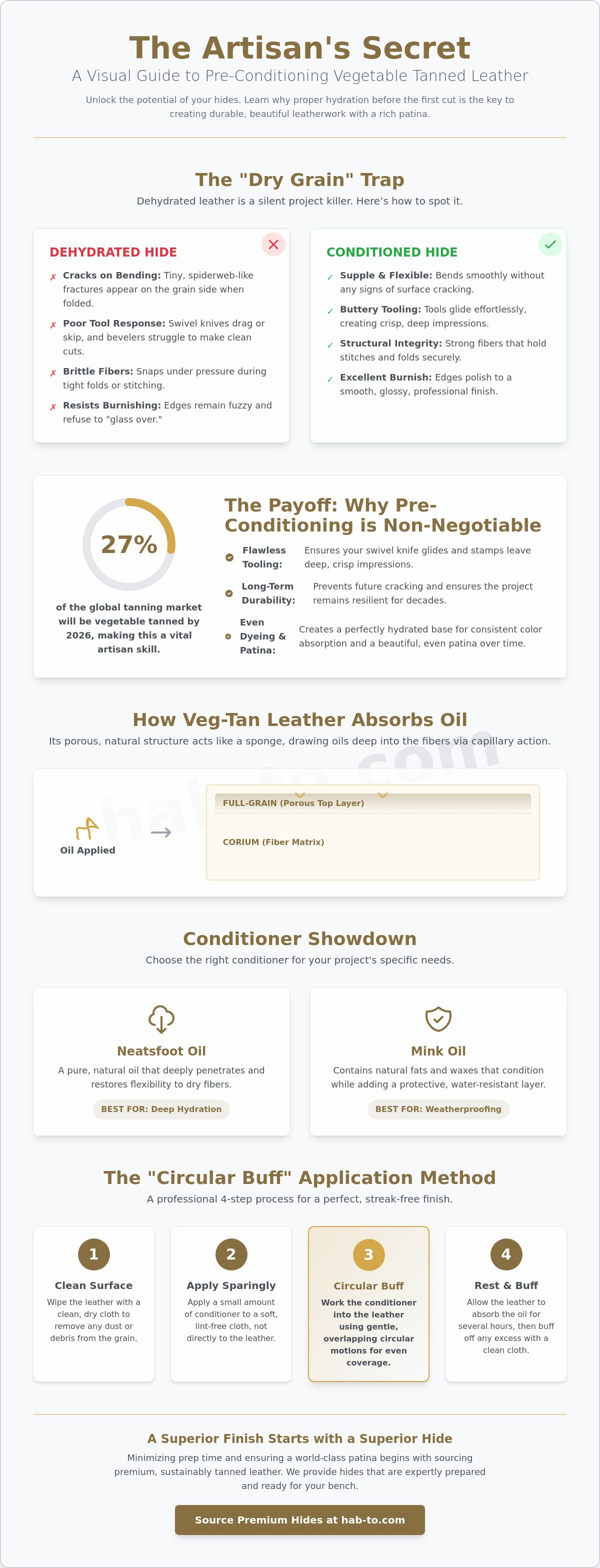 How to condition vegetable tanned leather before crafting