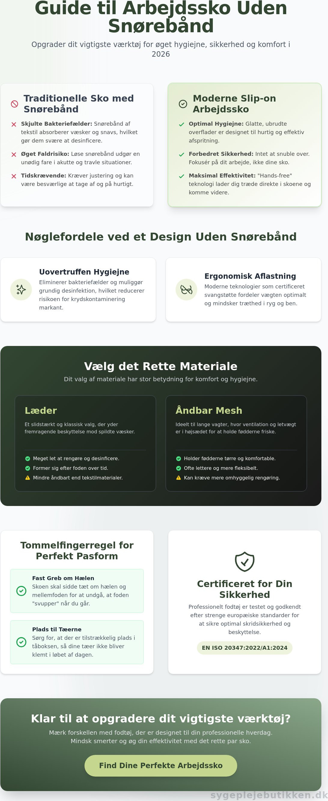 Sko uden snørebånd til arbejde