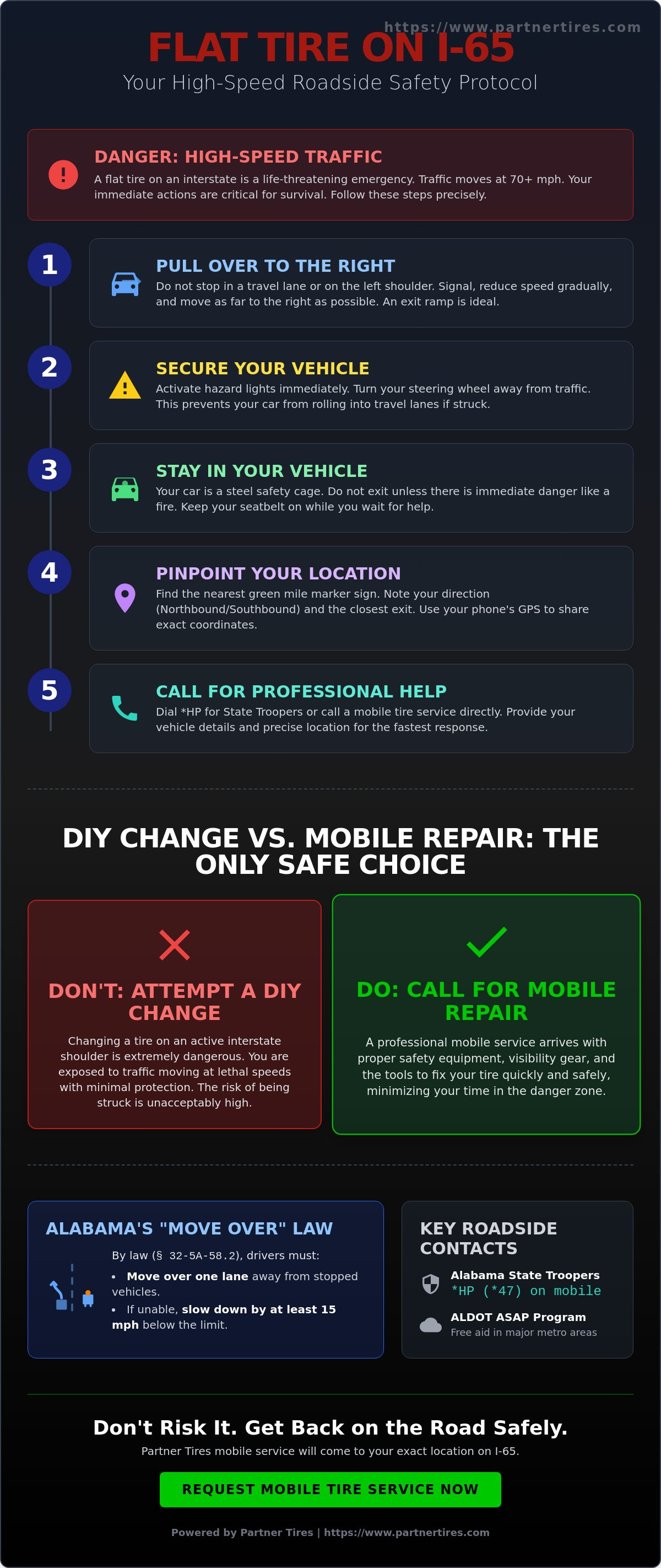 What to do with a flat tire on I-65