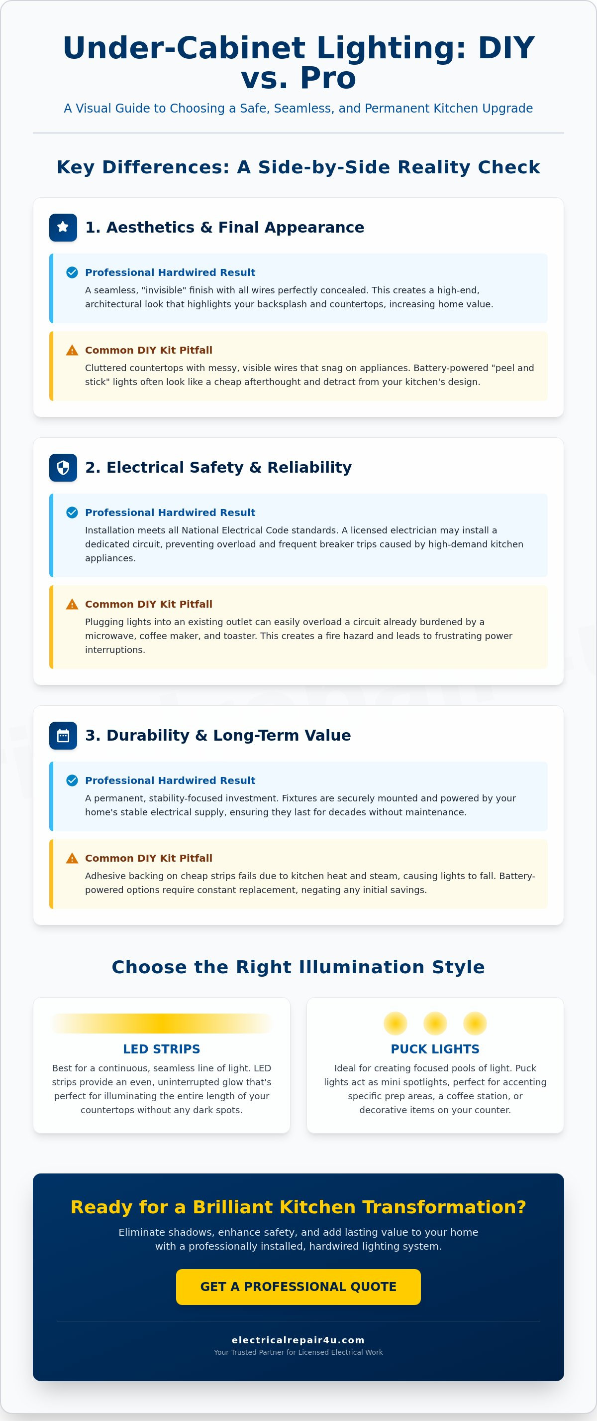 Under cabinet lighting electrician