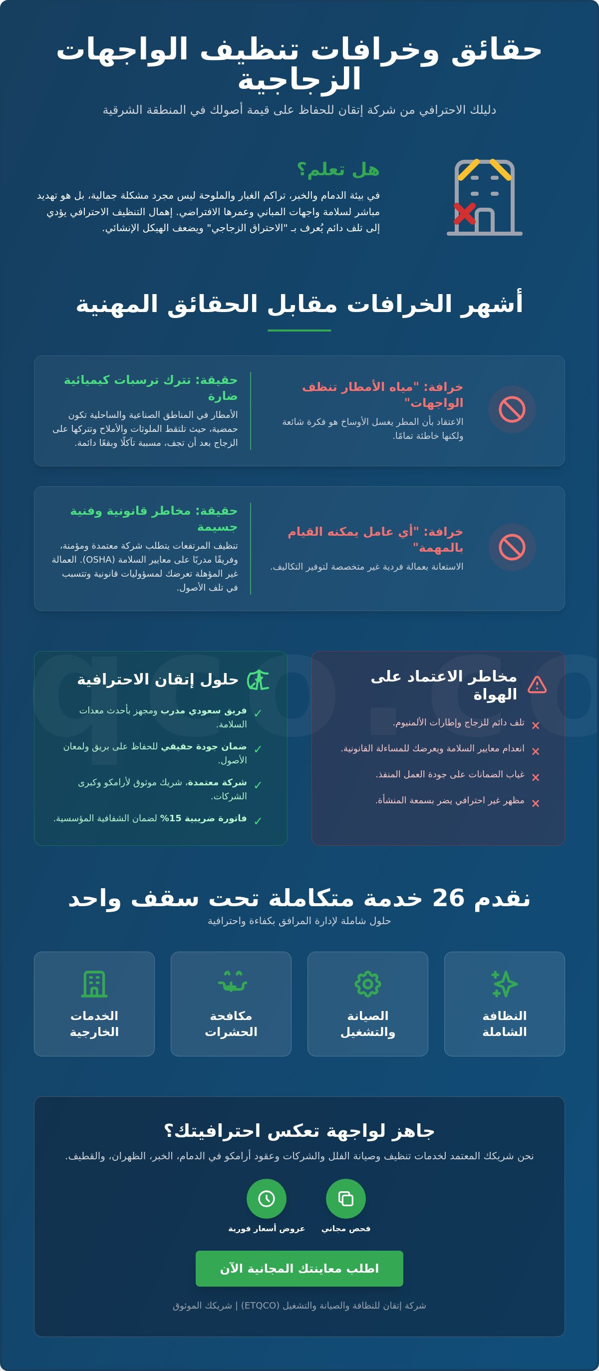 تنظيف واجهات زجاج