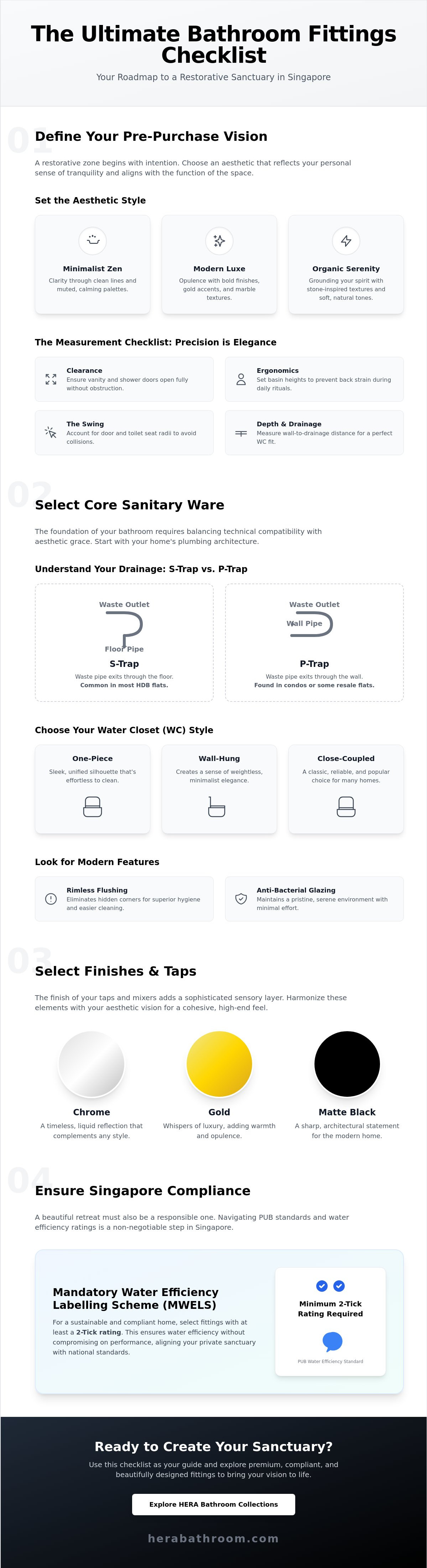 Bathroom fittings checklist singapore