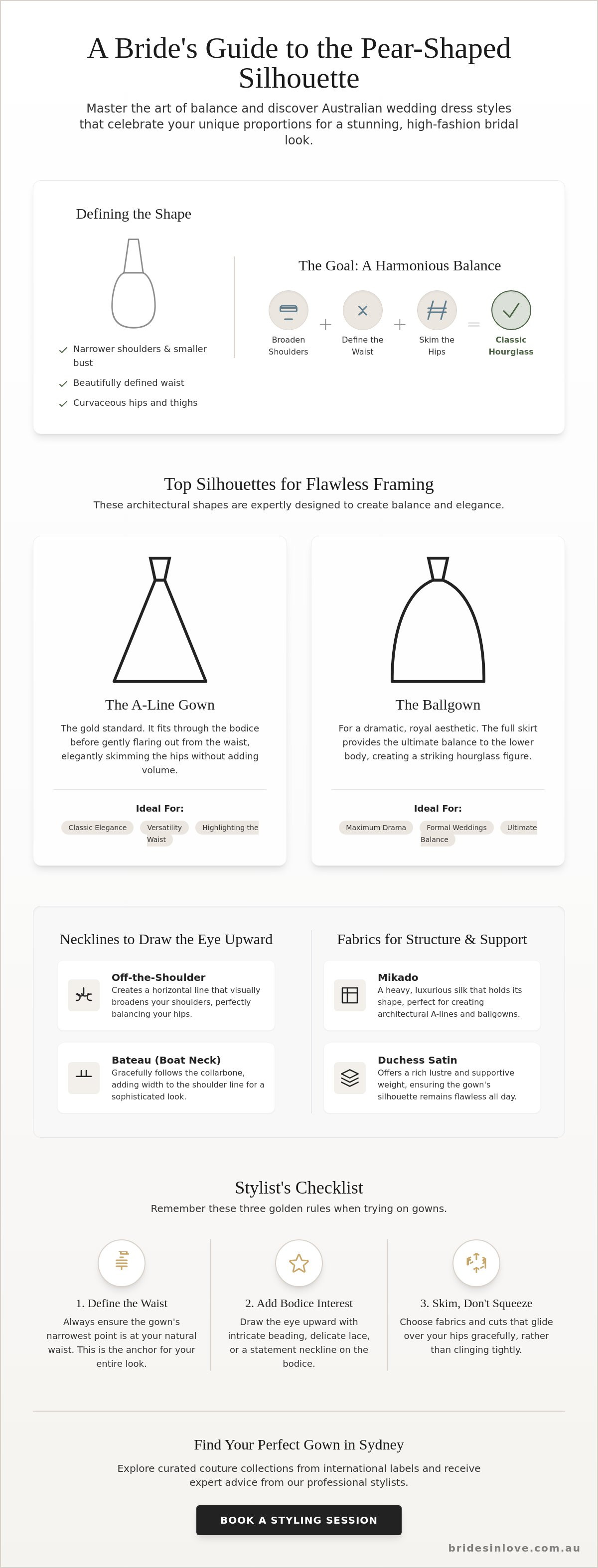 Wedding dress styles for pear shaped brides Australia