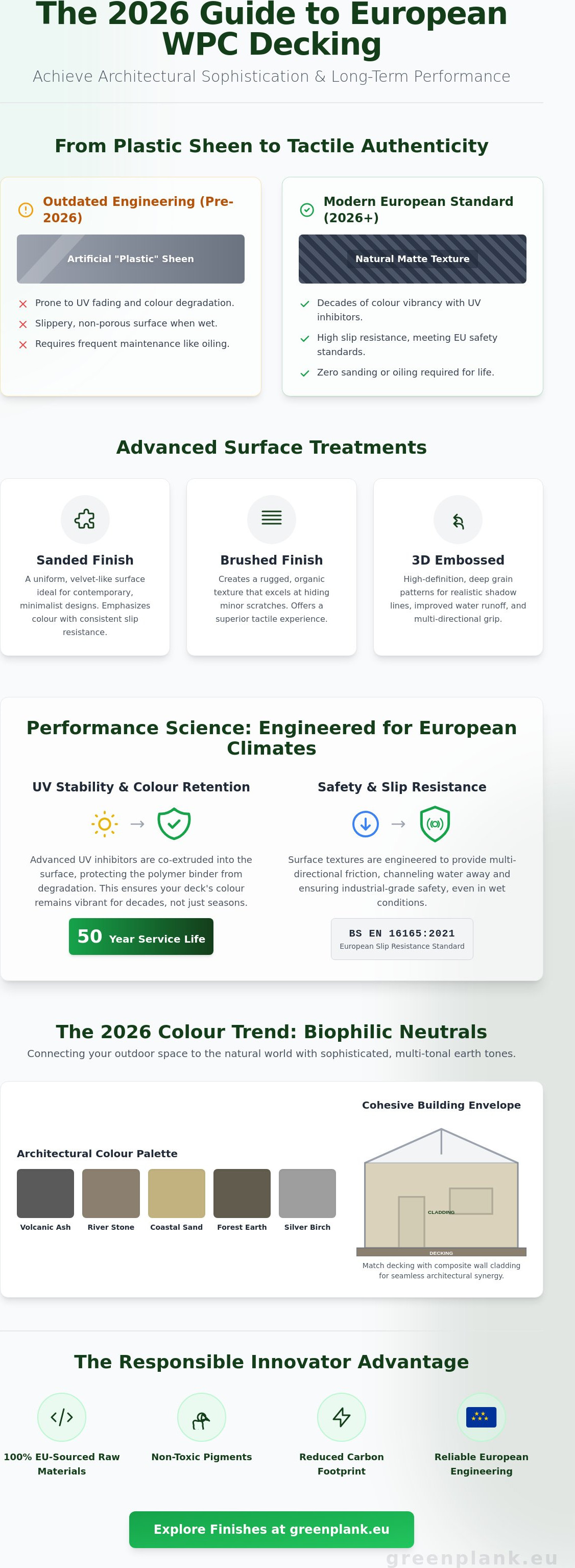 Wpc composite decking finishes and colours Europe