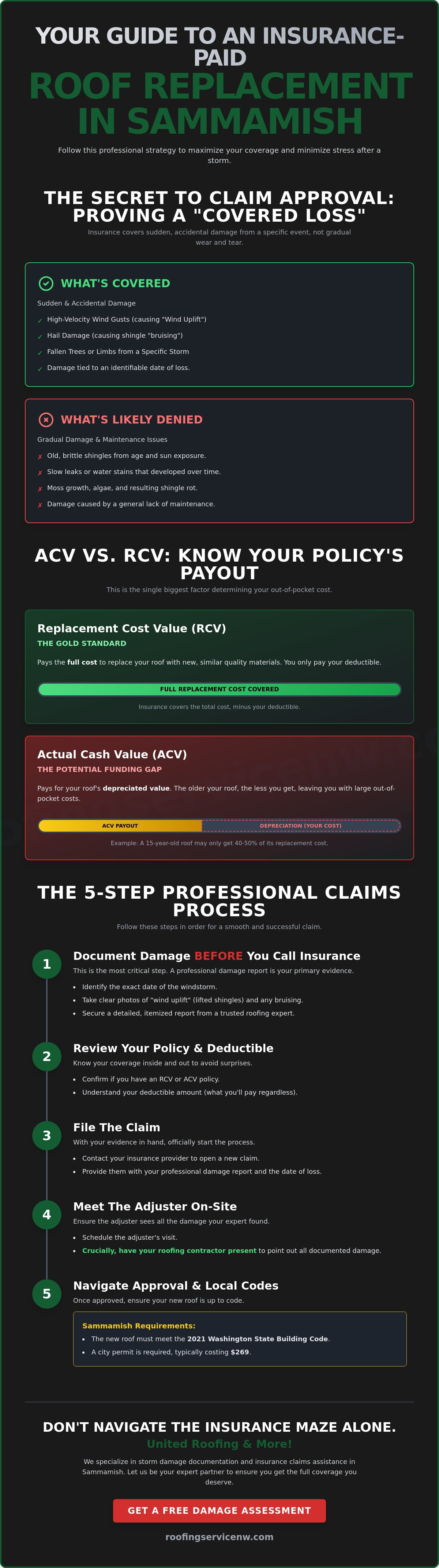 Get insurance to pay for roof replacement sammamish