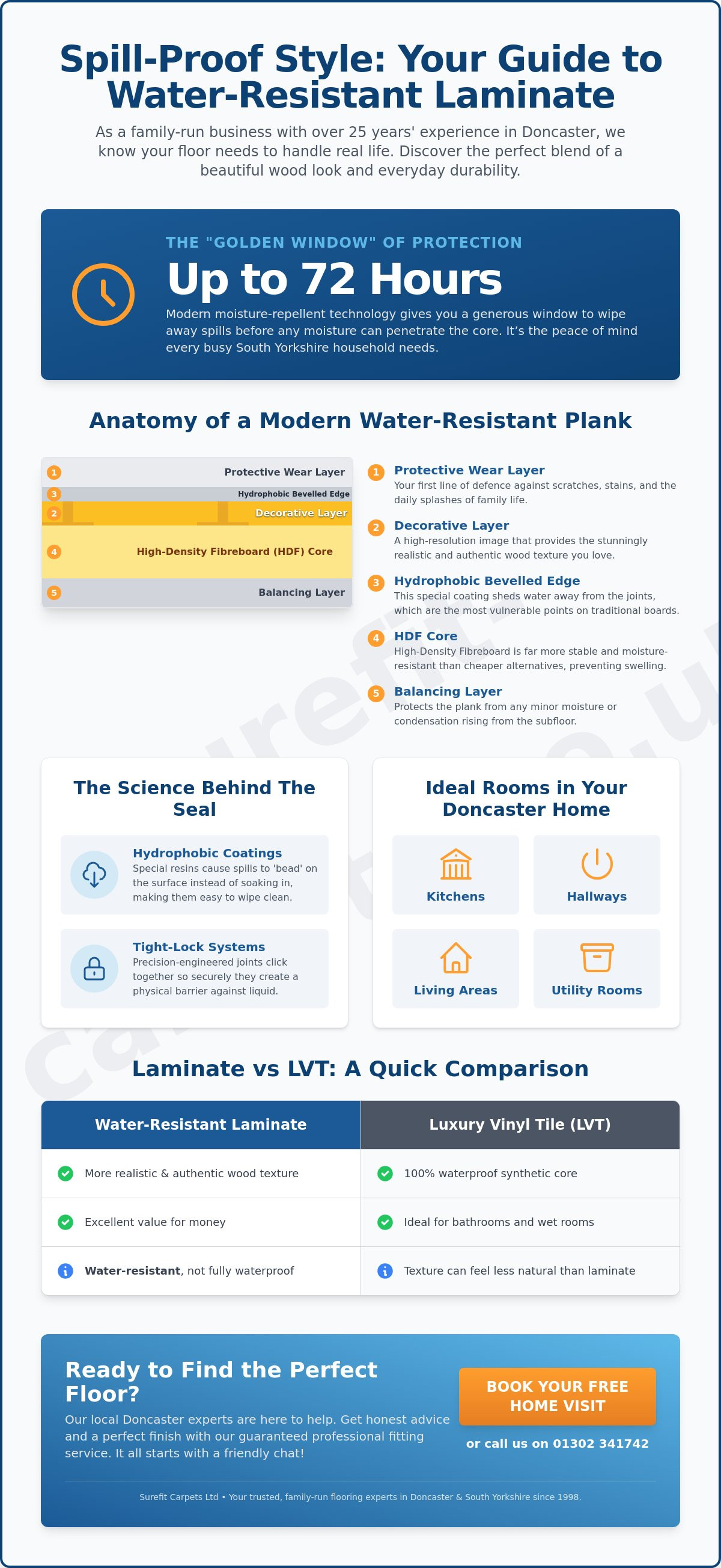 Water resistant laminate flooring