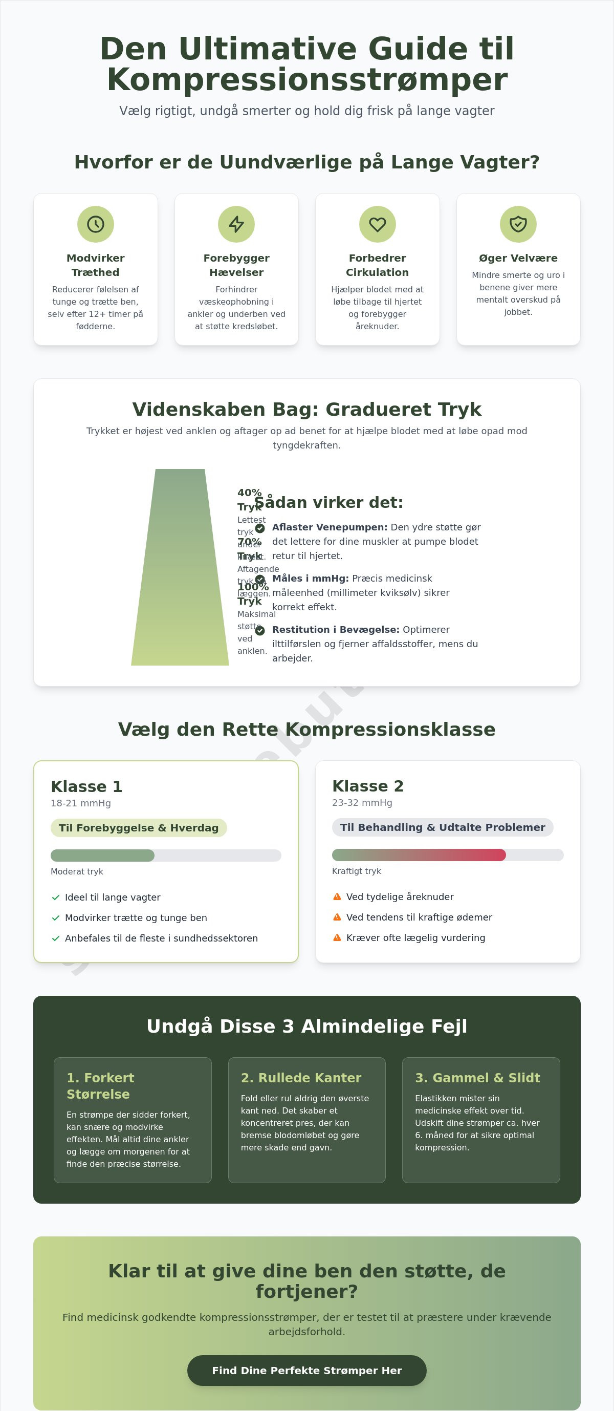 Kompressionsstrømper til lange vagter