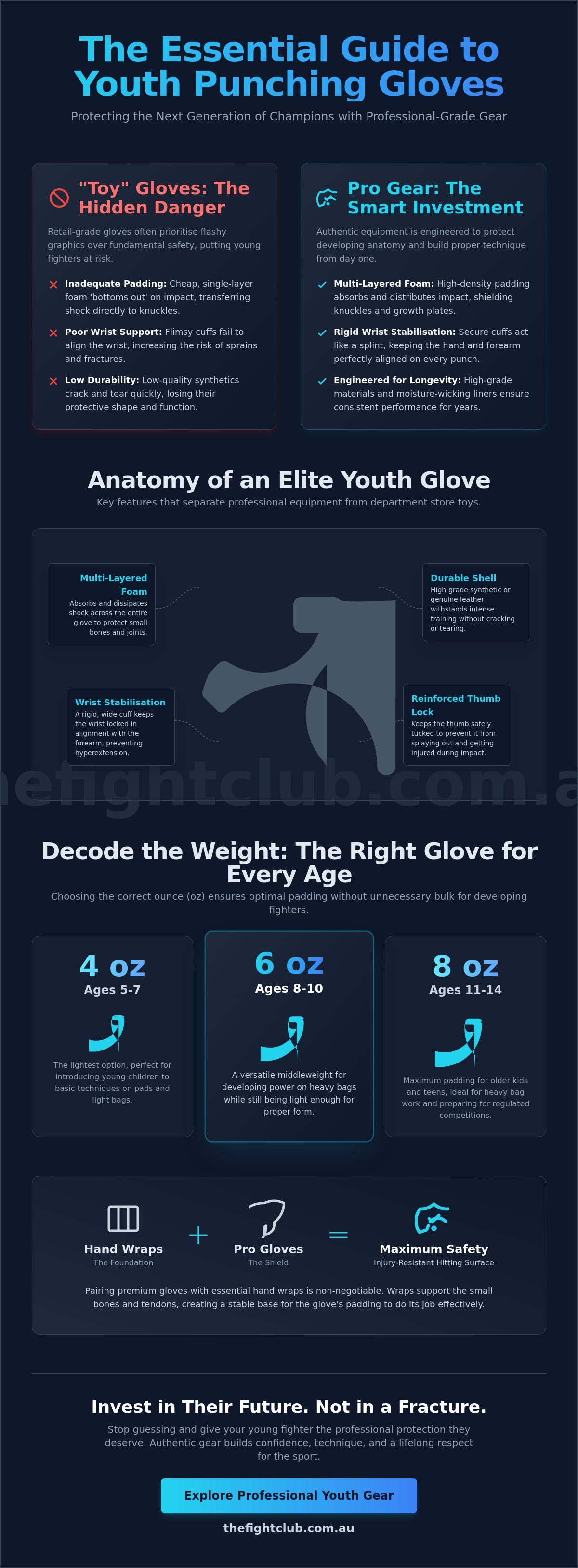 Youth punching gloves