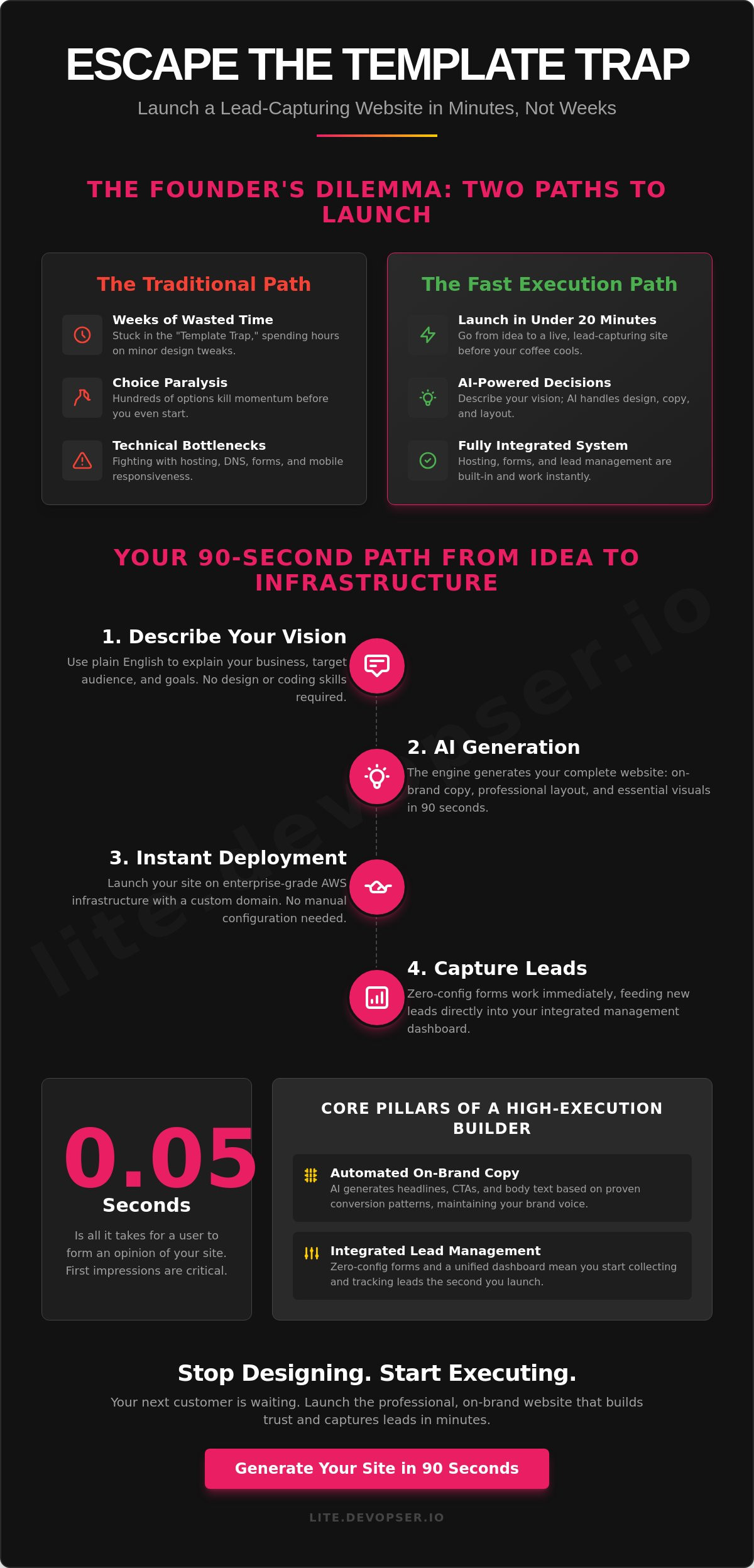 Website builder for fast execution