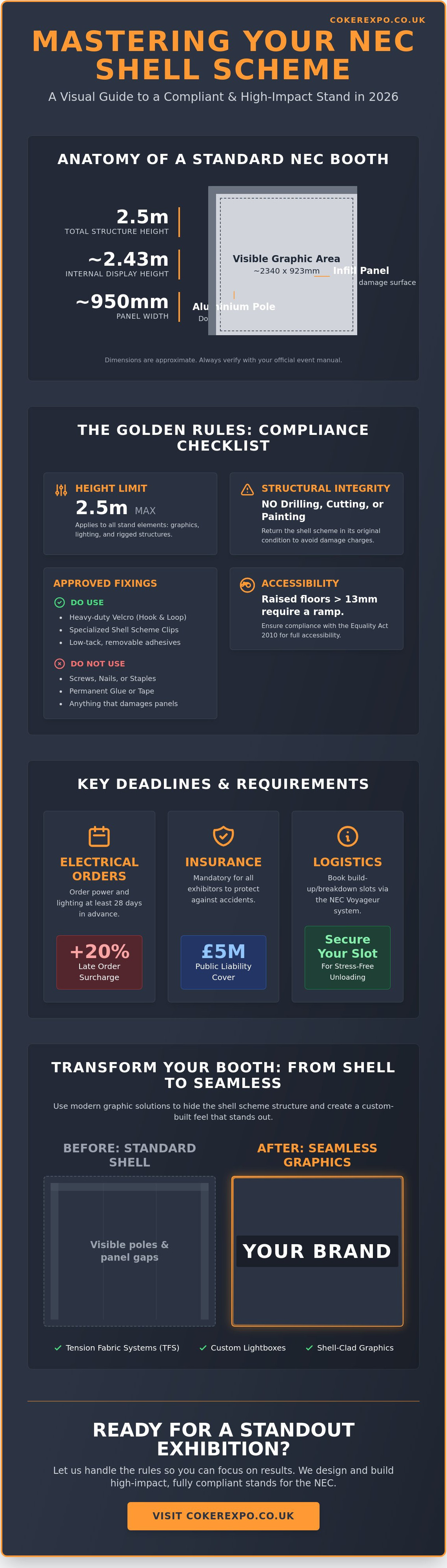 Shell scheme regulations NEC Birmingham