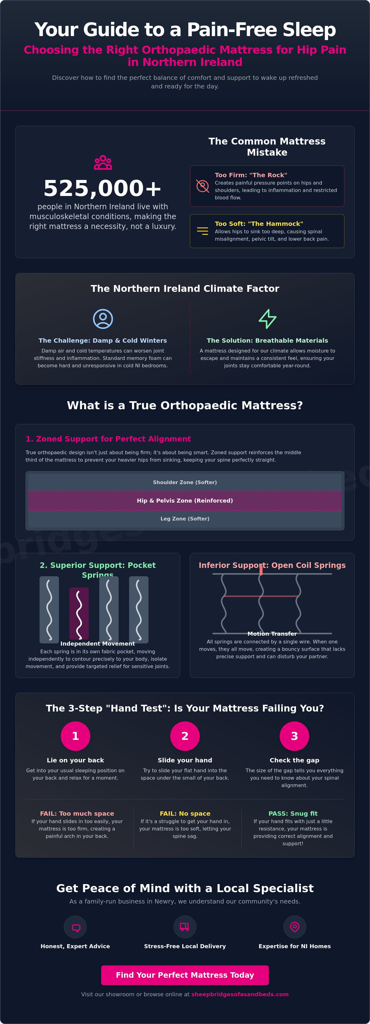 Orthopaedic mattress for hip pain NI