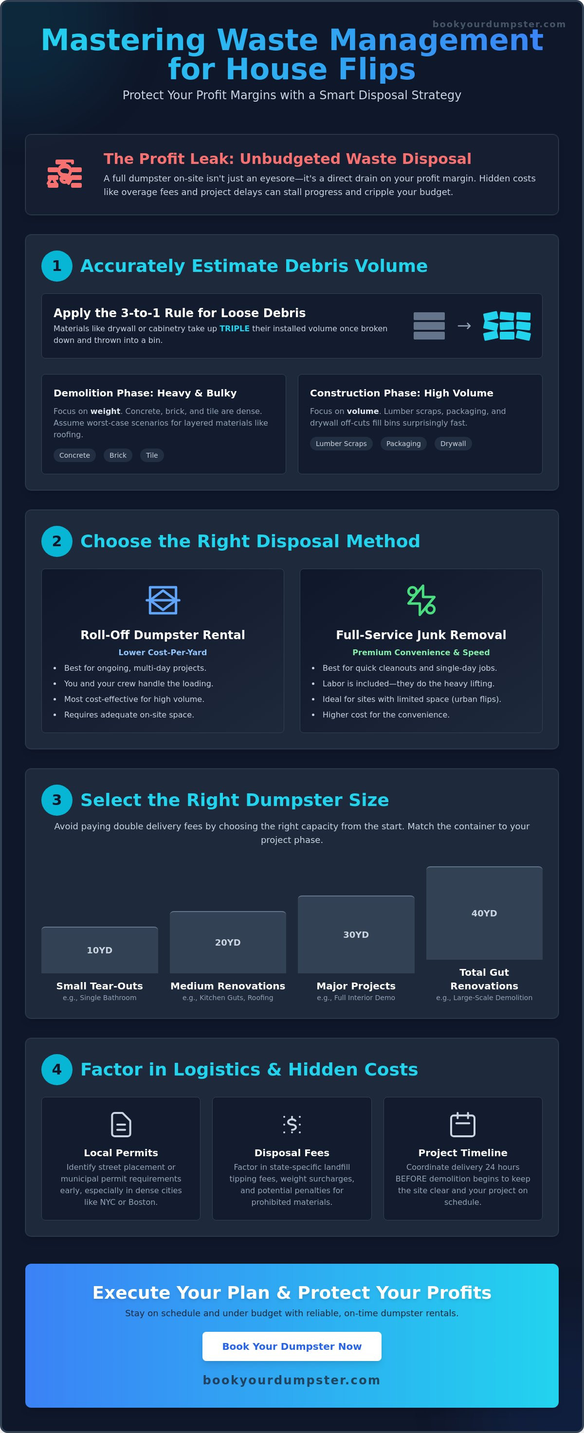 Budgeting for waste disposal in a house flip