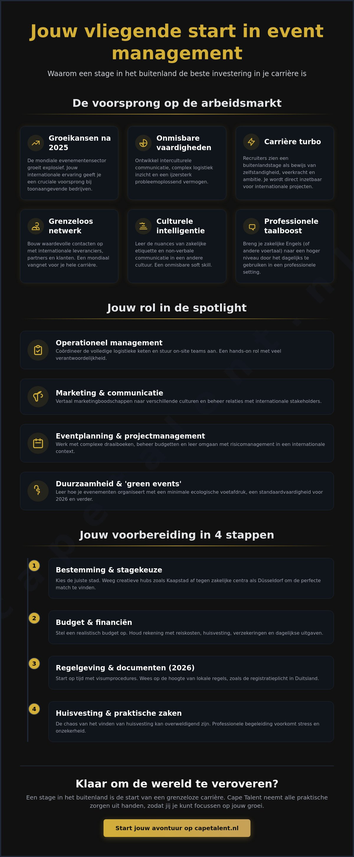Event management stage buitenland