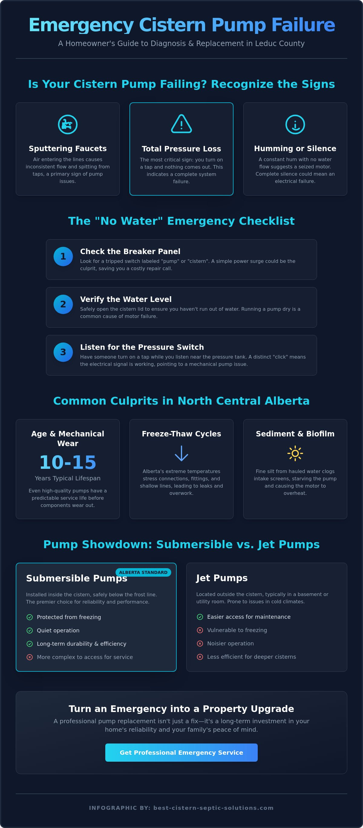Emergency cistern pump replacement Leduc County