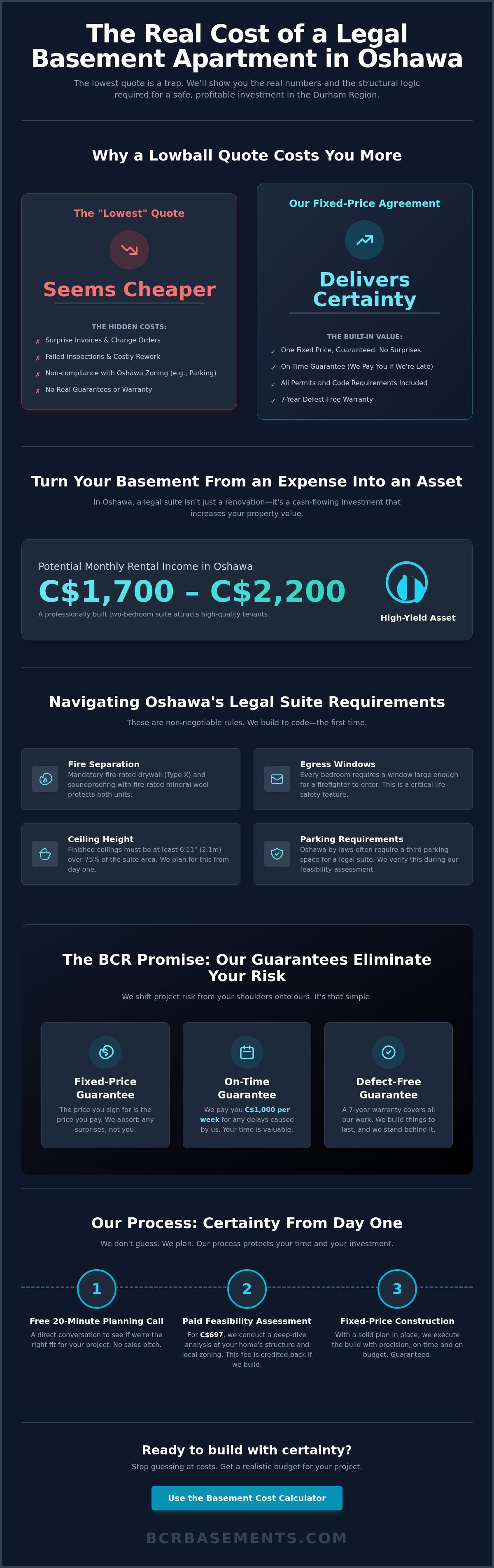 Legal basement apartment cost oshawa