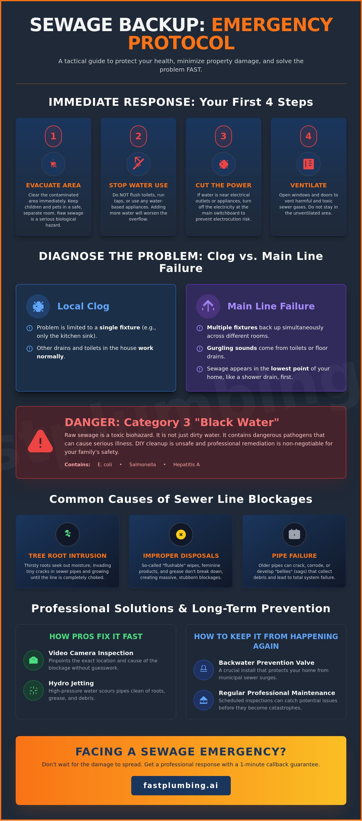 What to do when sewage backs up in house