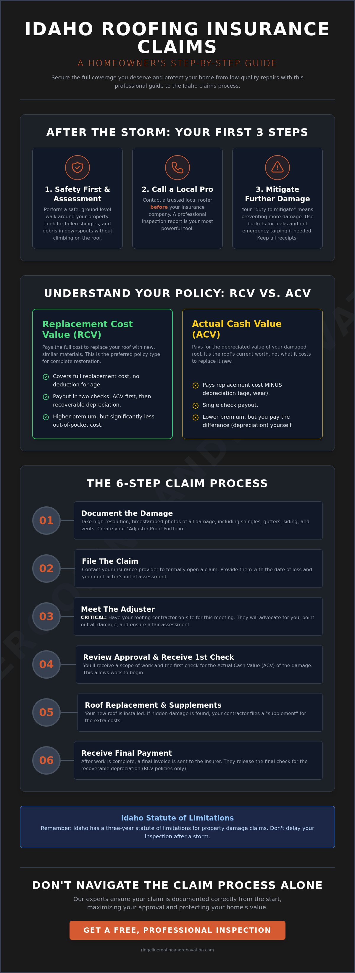 Roofing insurance claim process Idaho