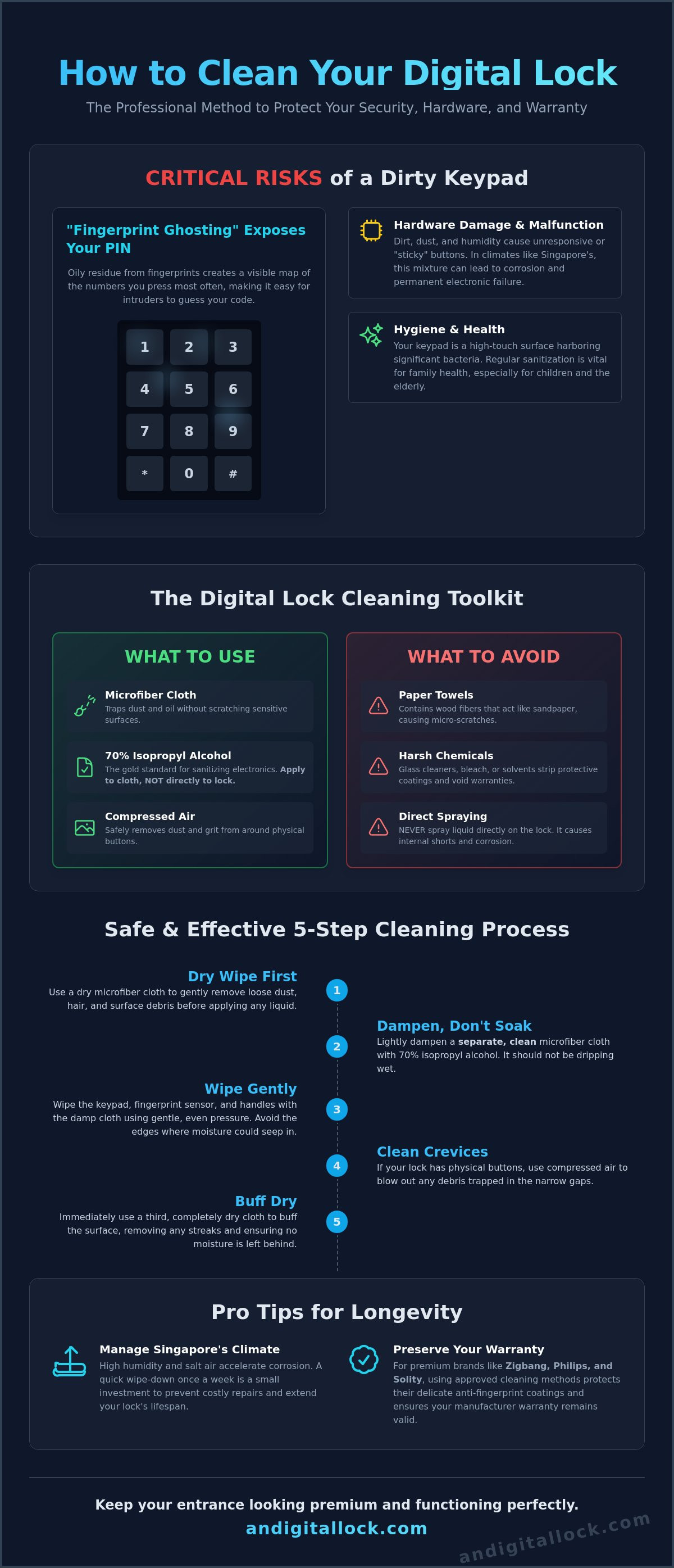 How to clean a digital lock keypad
