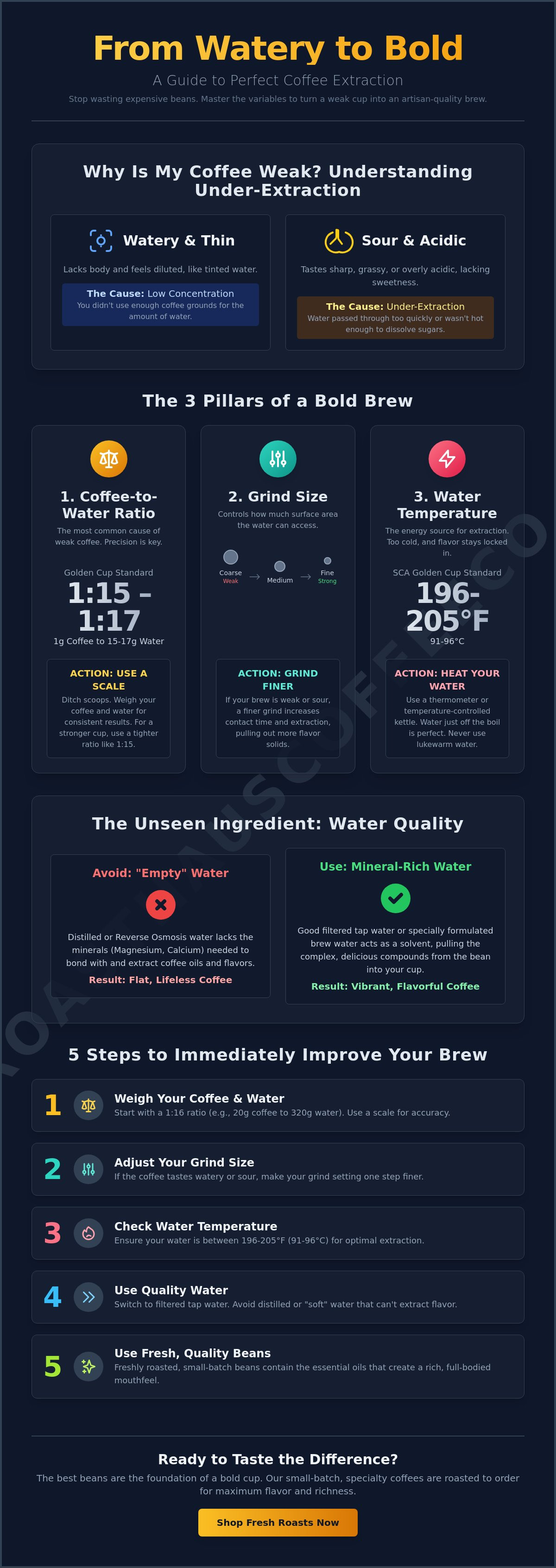 Troubleshooting weak coffee