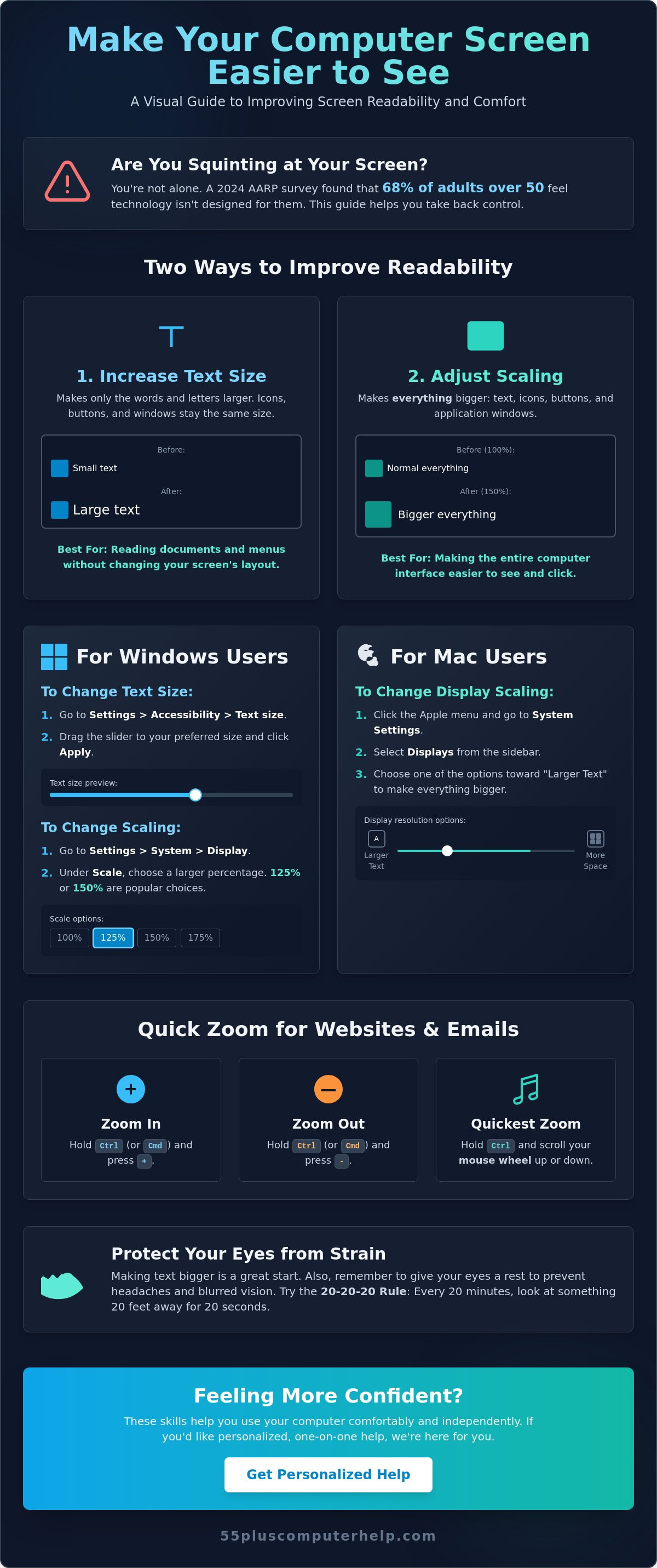 How to make text bigger on my computer screen
