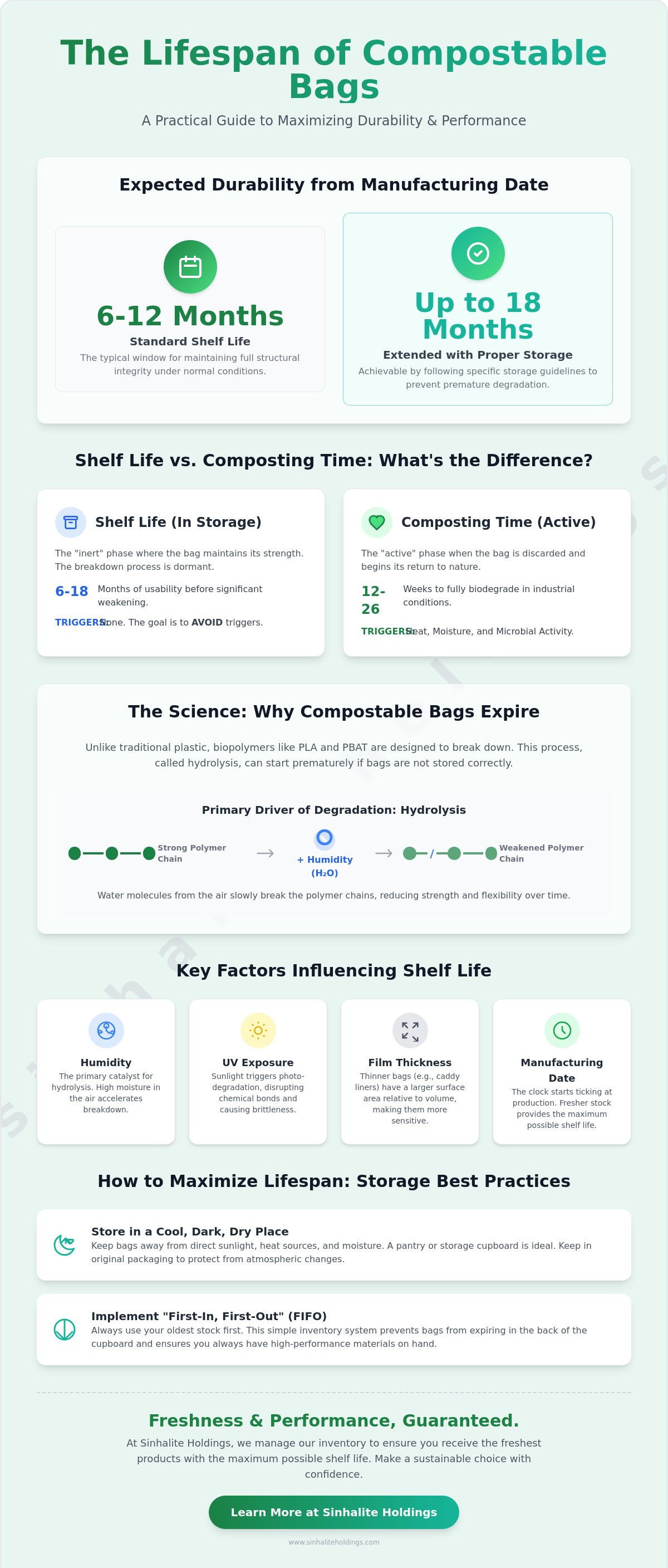 Shelf life of compostable bags