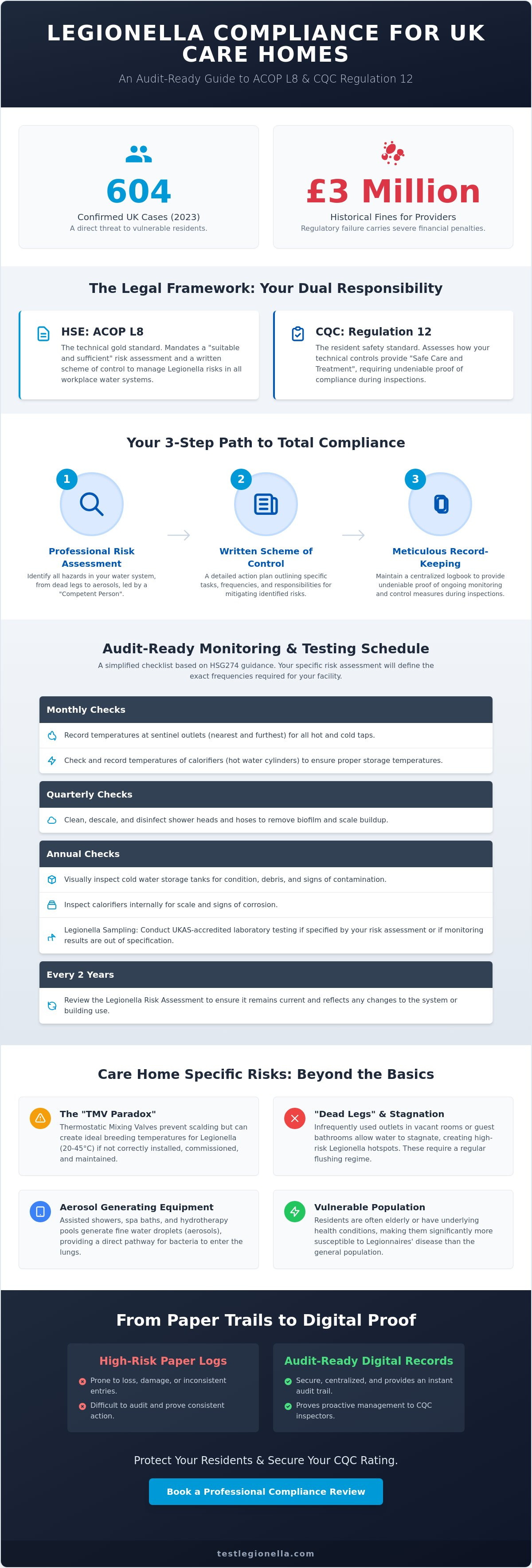 Legionella testing requirements for care homes uk
