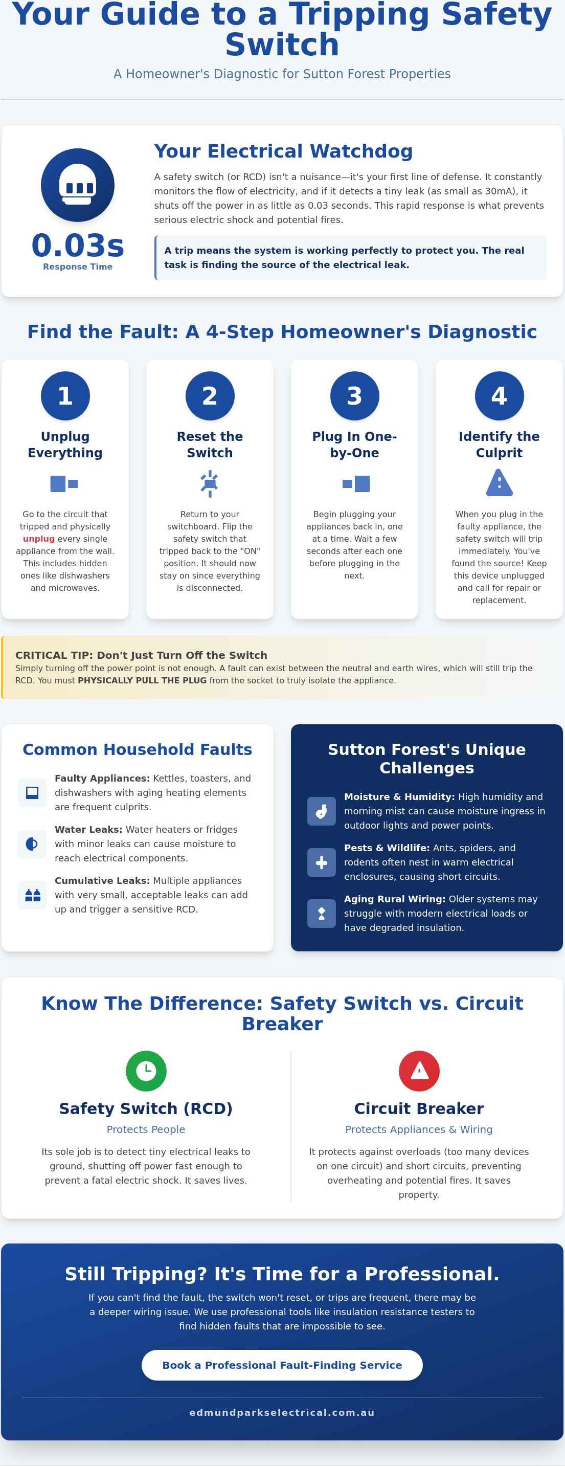 Safety switch keeps tripping Sutton Forest