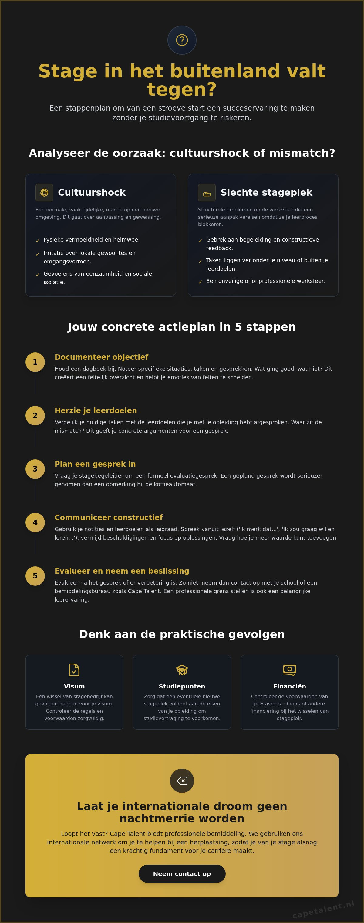 Wat als stage buitenland niet bevalt
