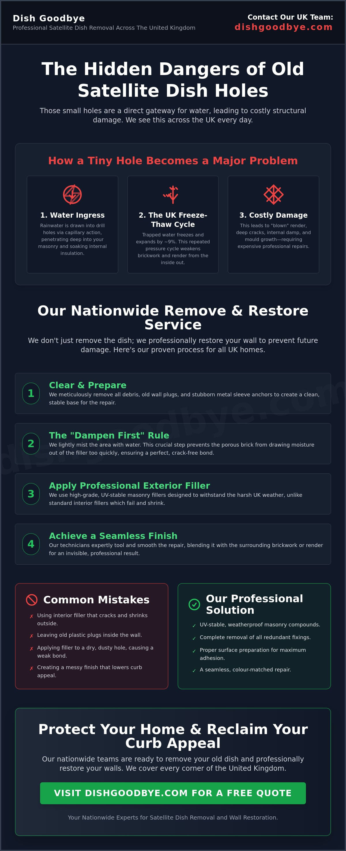 Repairing walls after dish removal uk