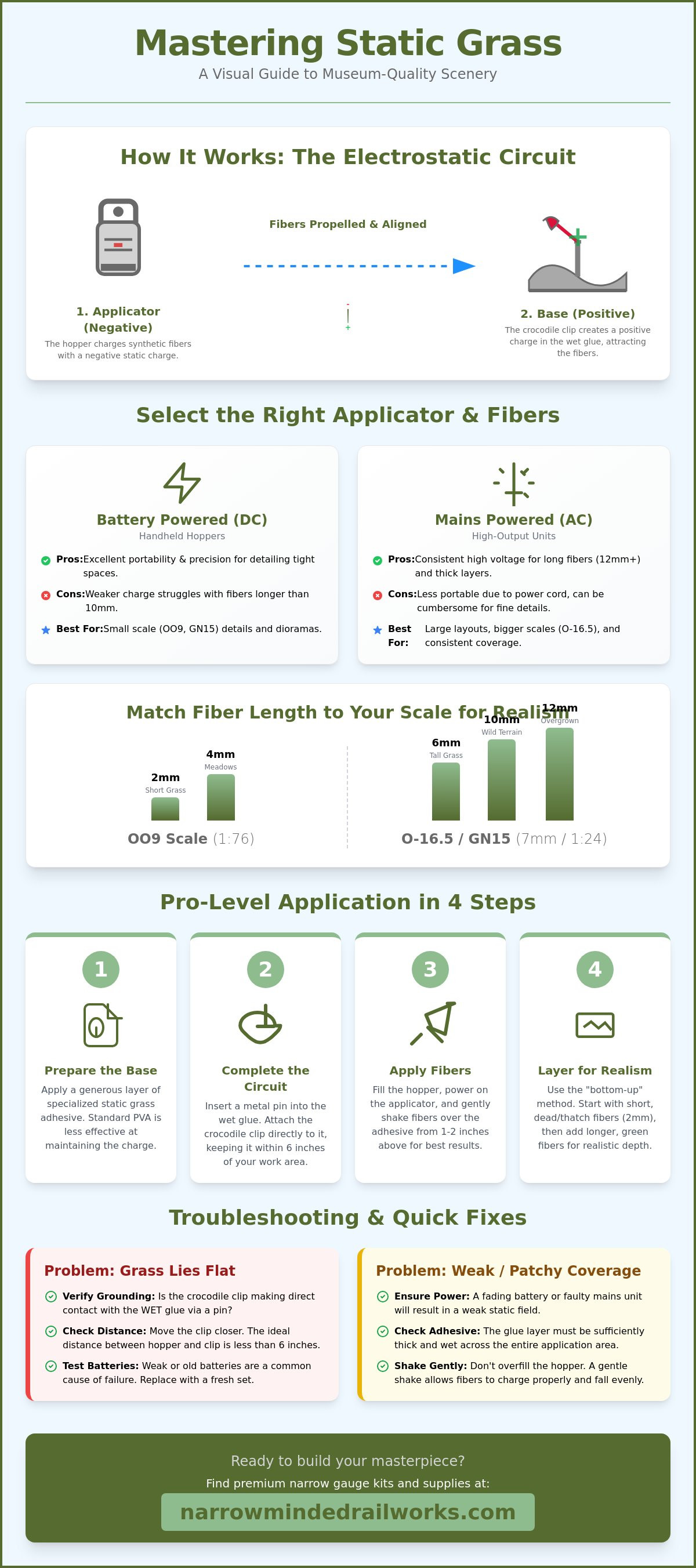 Static grass applicator guide